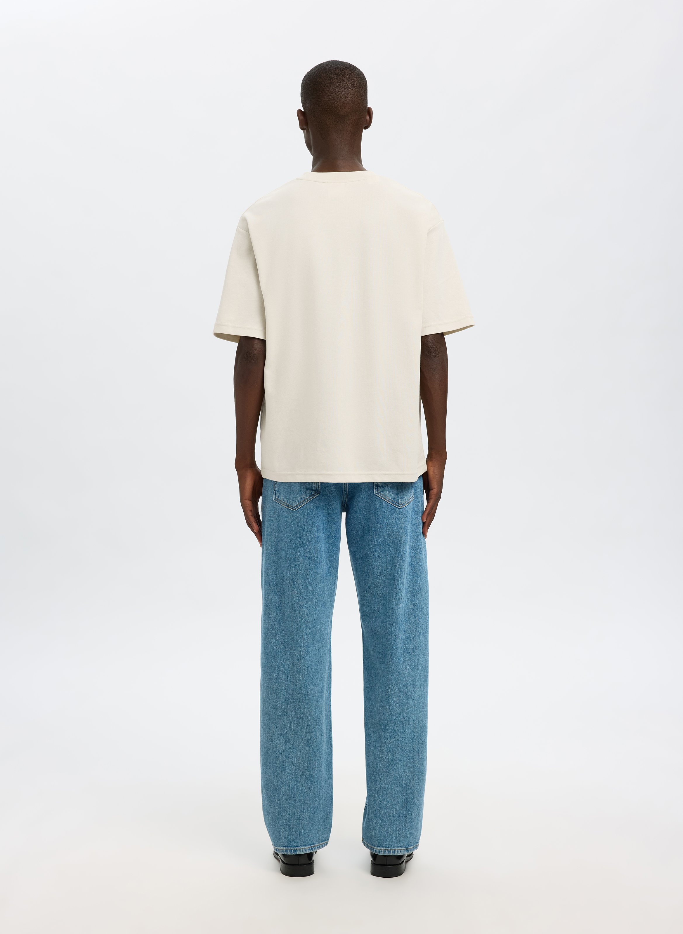 Oversize T-Shirt aus Bio-Baumwollmischung SELECTED Beige