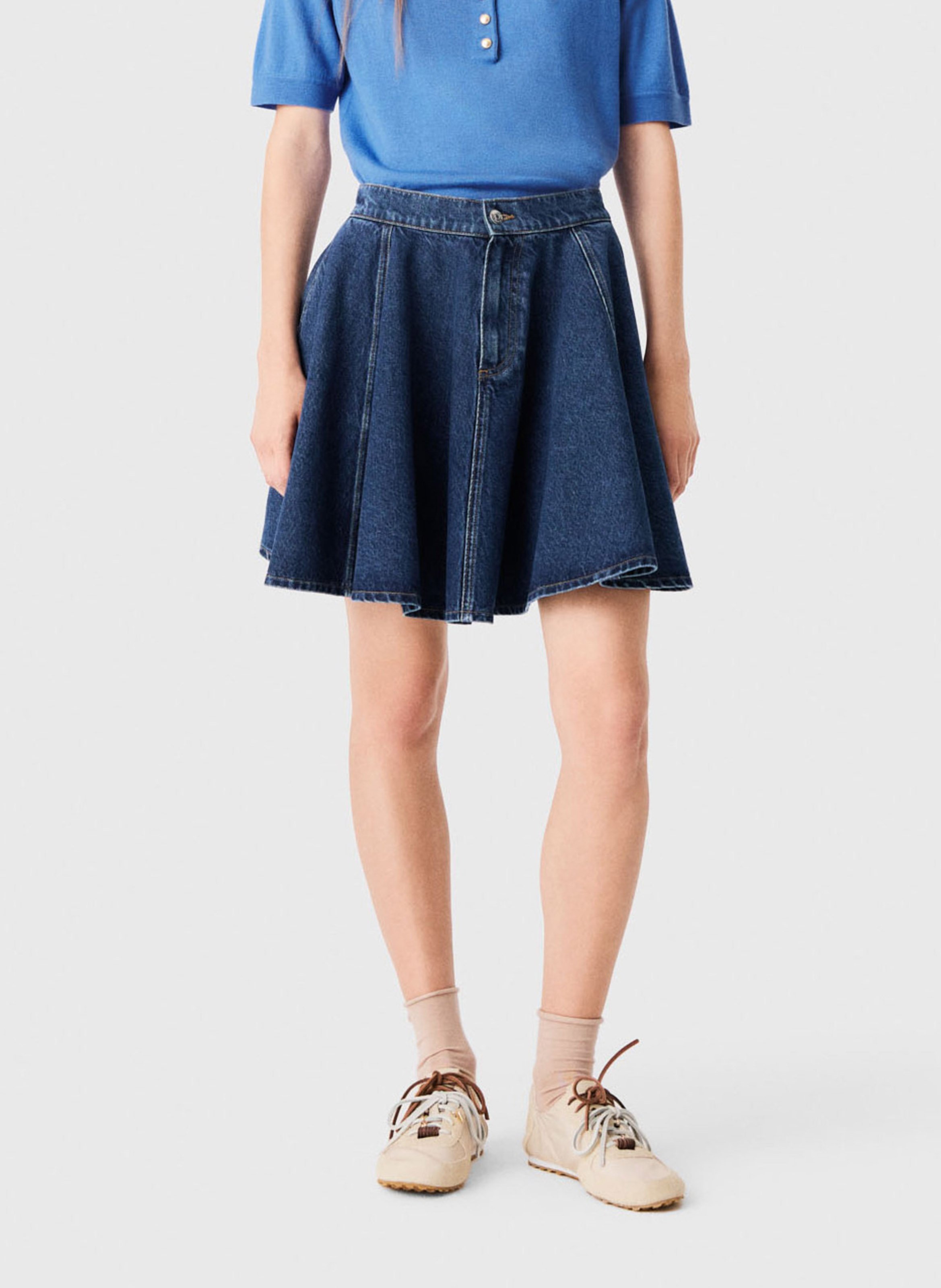 Mini jupe en coton MAJE Bleu