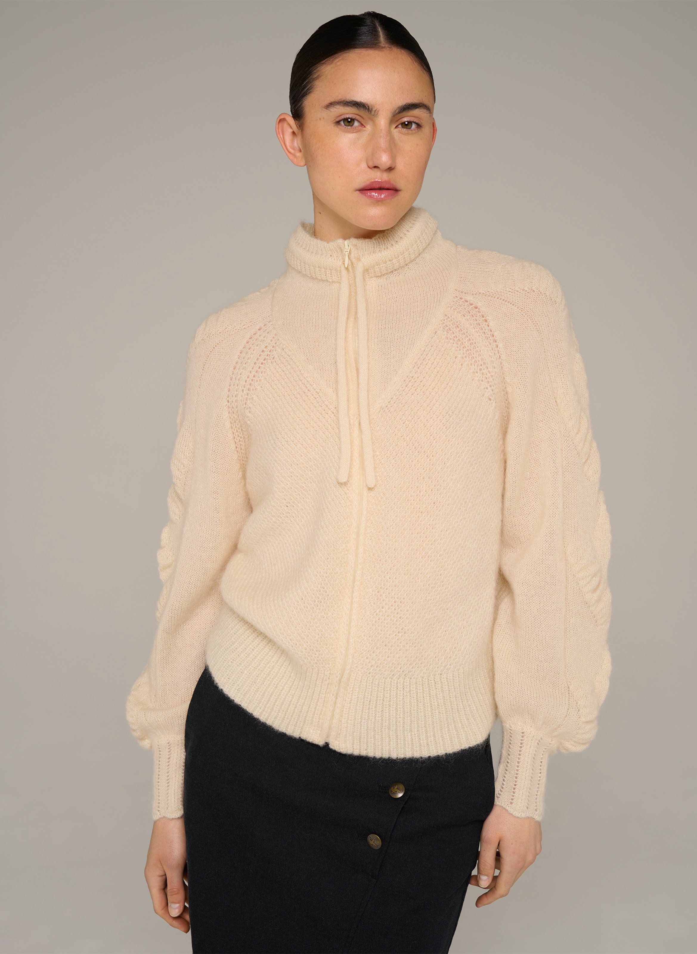 Gerade geschnittene Strickjacke mit Reißverschluss aus Wollmischung COTELAC