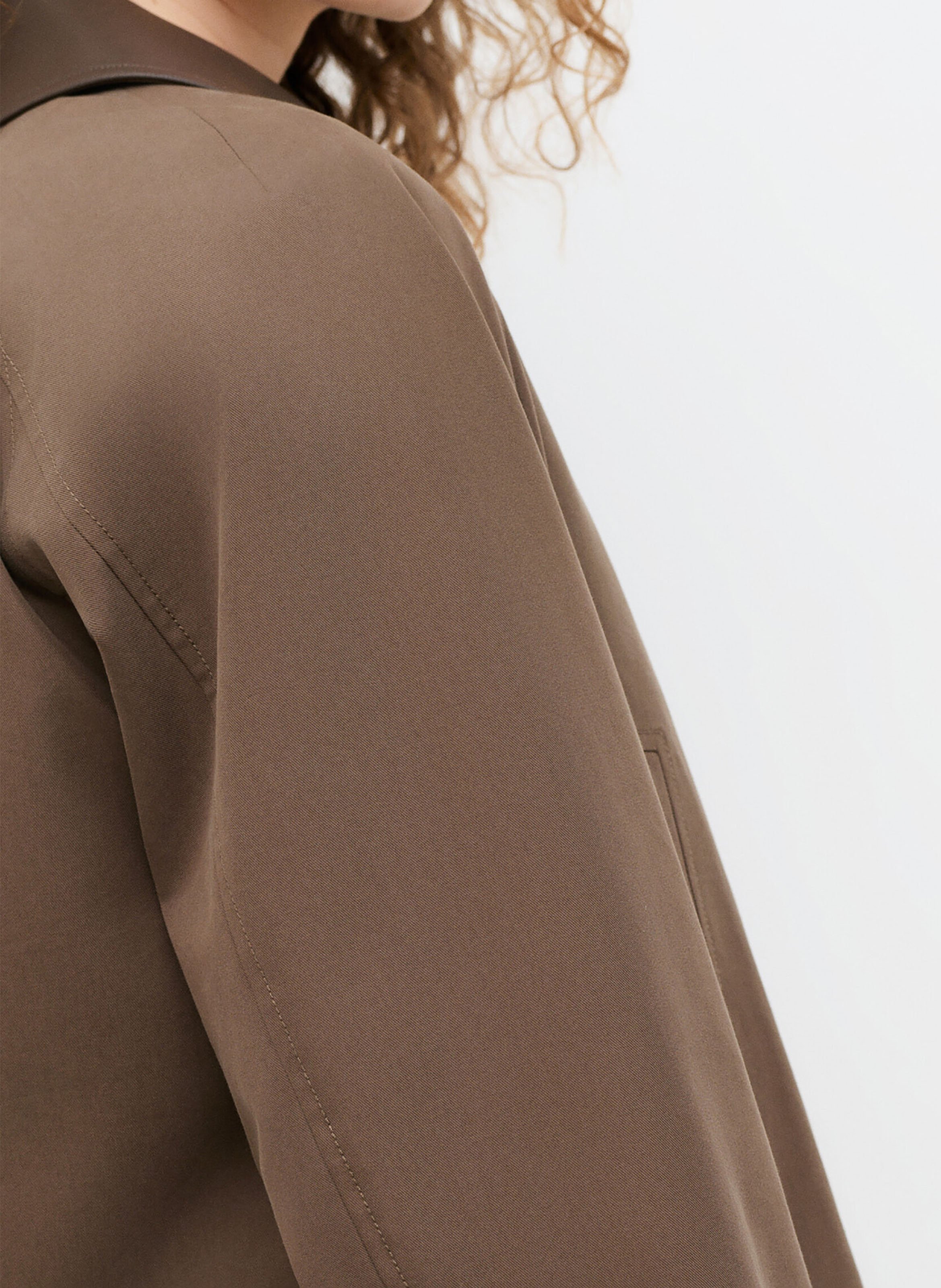 Manteau droit en coton mélangé CAROLL Marron
