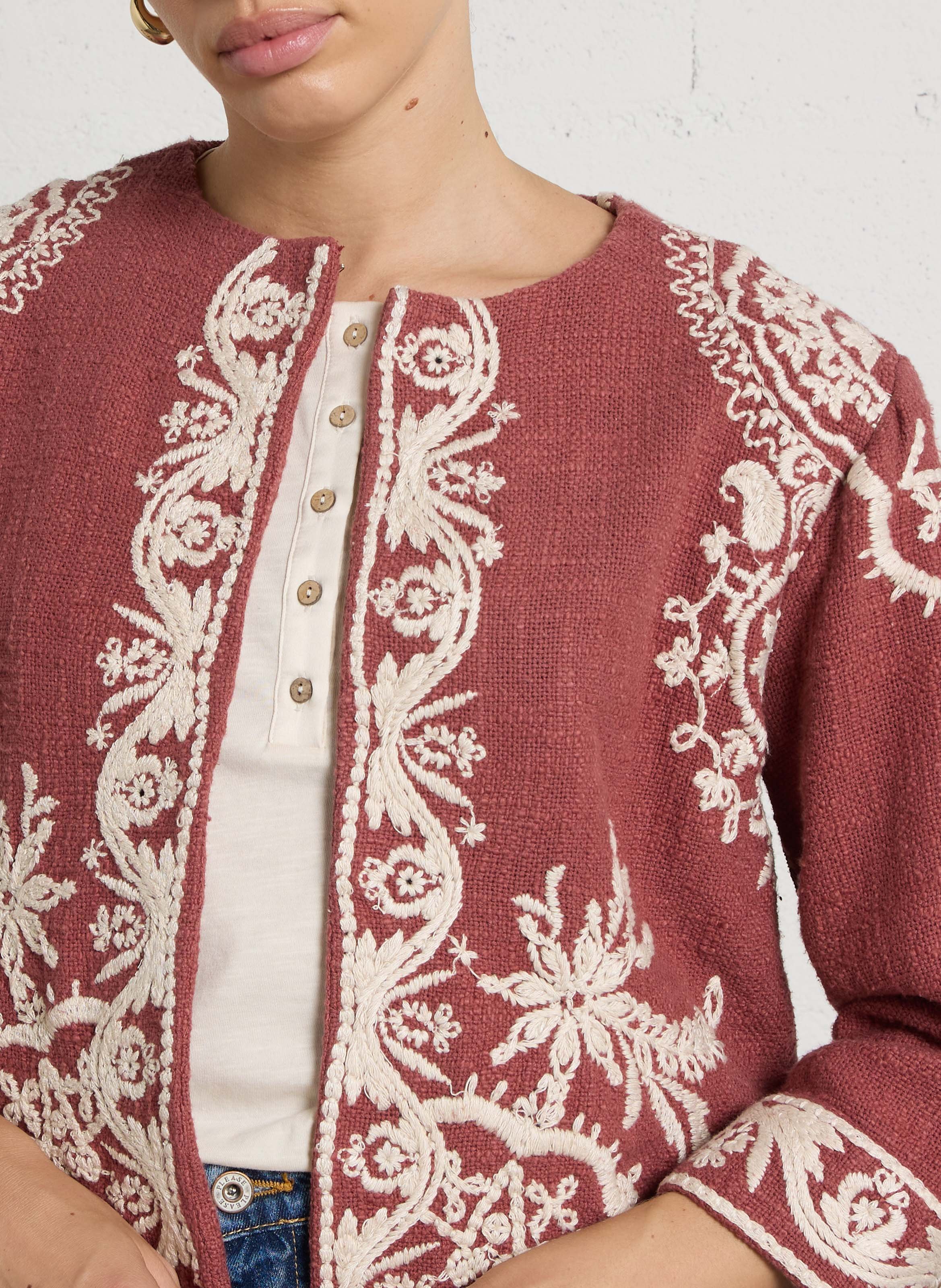 Round-neck cotton jacket MAISON 123 Pink