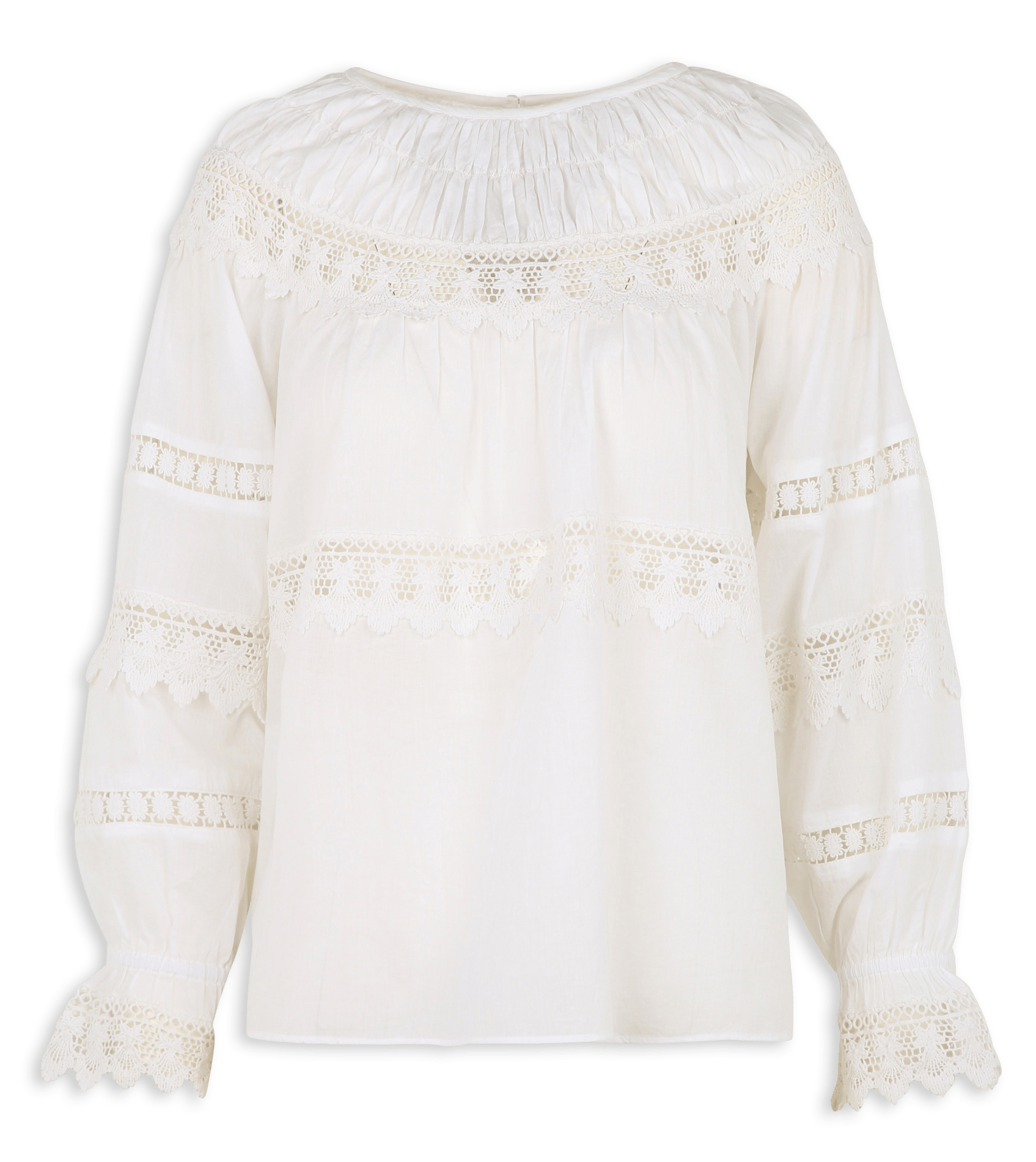 Blouse oversize col rond en coton SUD EXPRESS Blanc