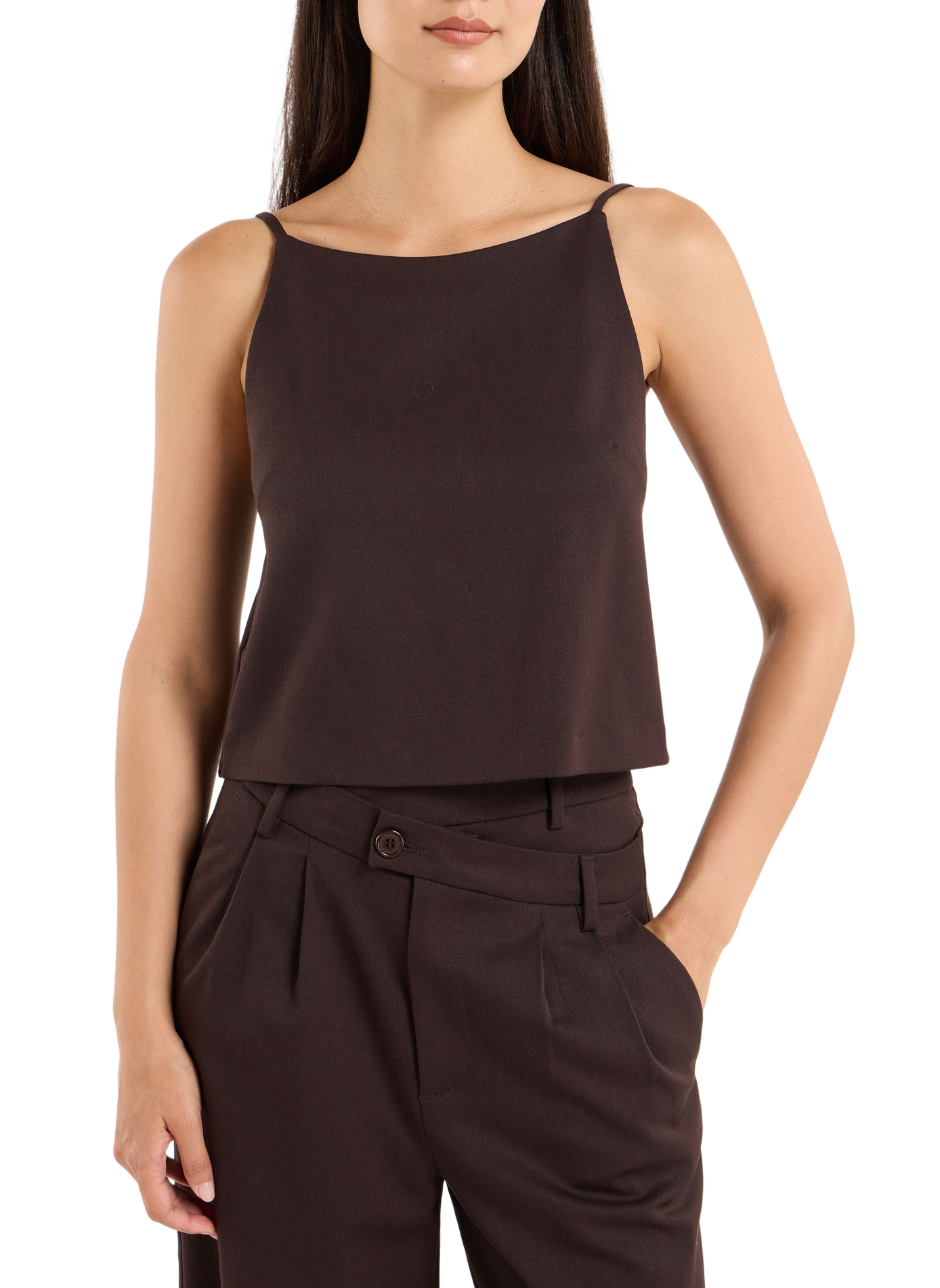Sleeveless wool blend top | Brown SAISON 1865 Women