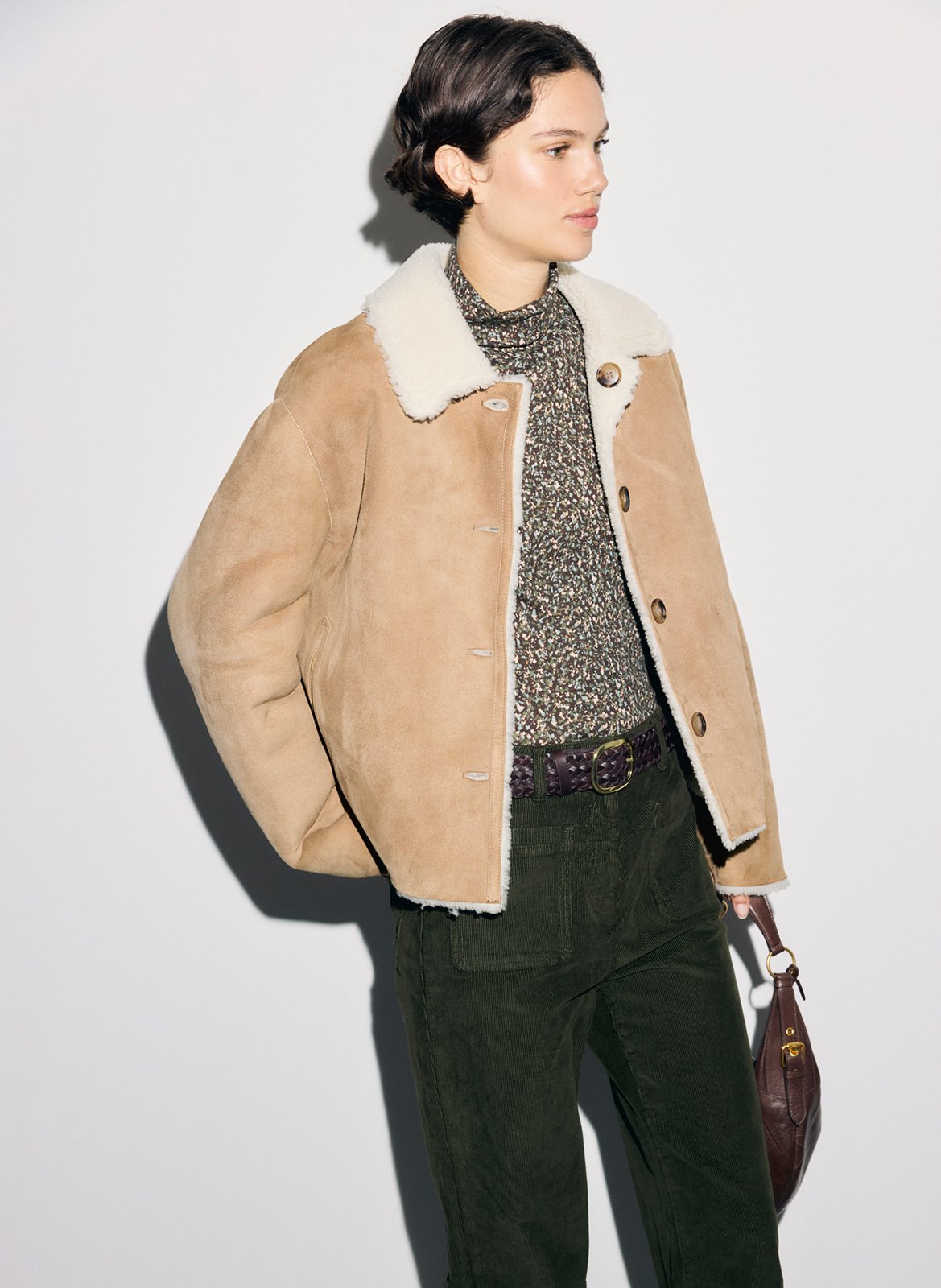 Straight leather coat with classic collar GERARD DAREL Brown