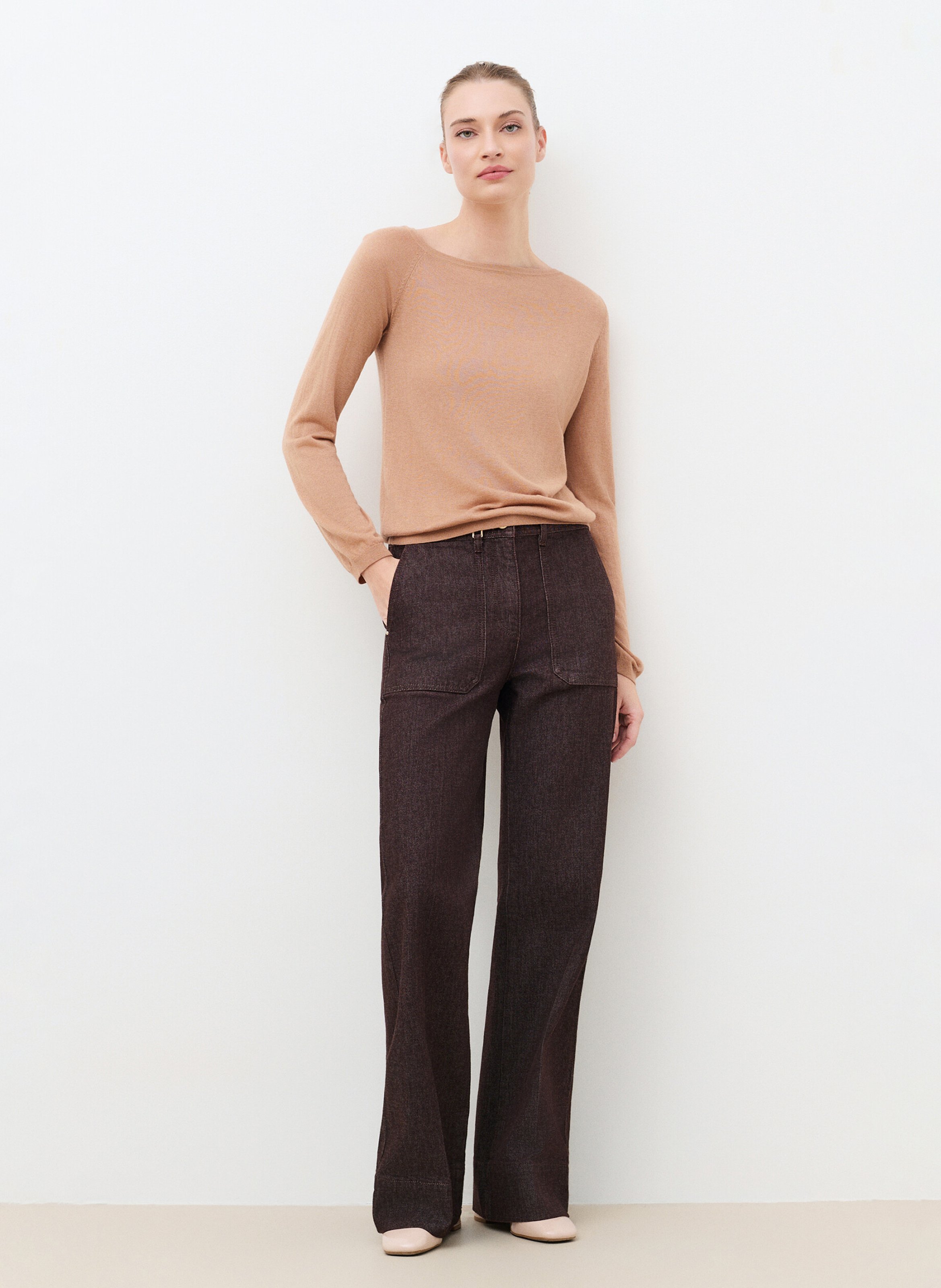 Pullover mit asymmetrischem Kragen aus Wollmischung CAROLL Braun