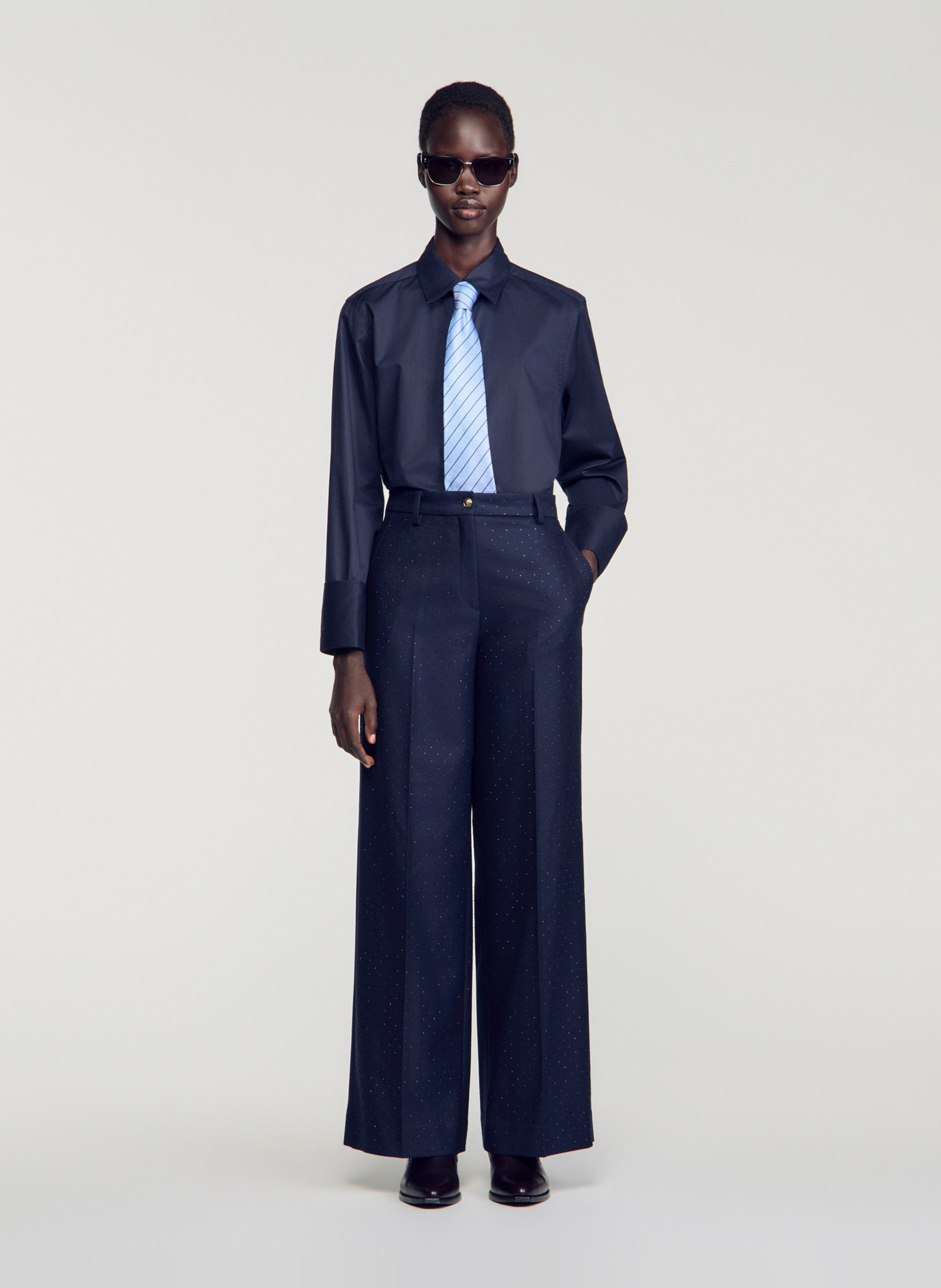 Weit geschnittene Wollhose SANDRO Blau