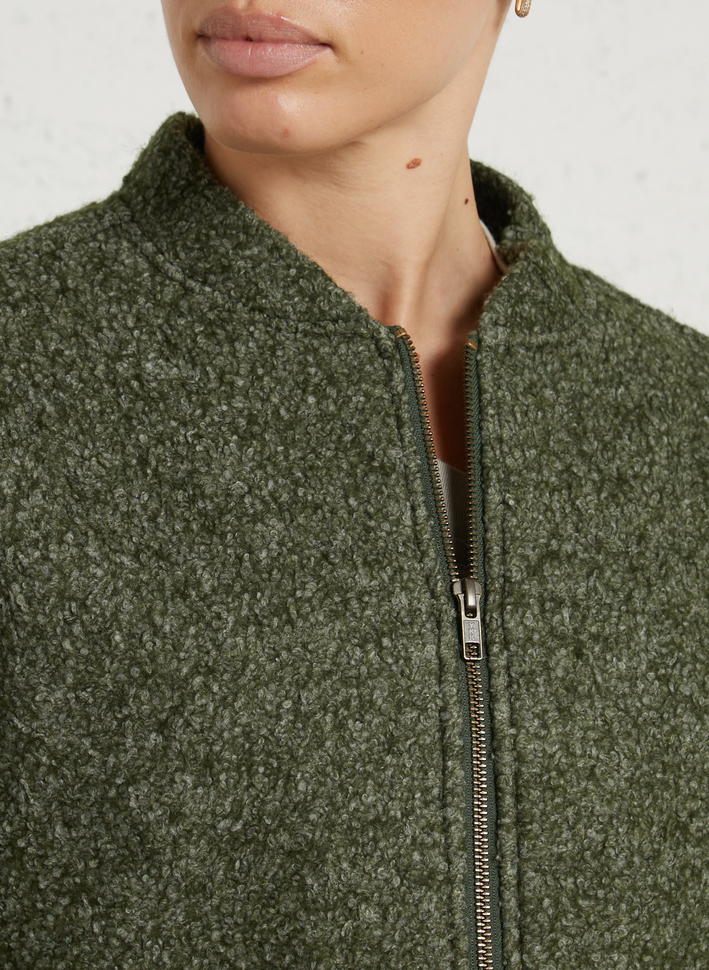 Gerade Jacke mit Teddykragen aus Wollmischung NICE THINGS Khaki