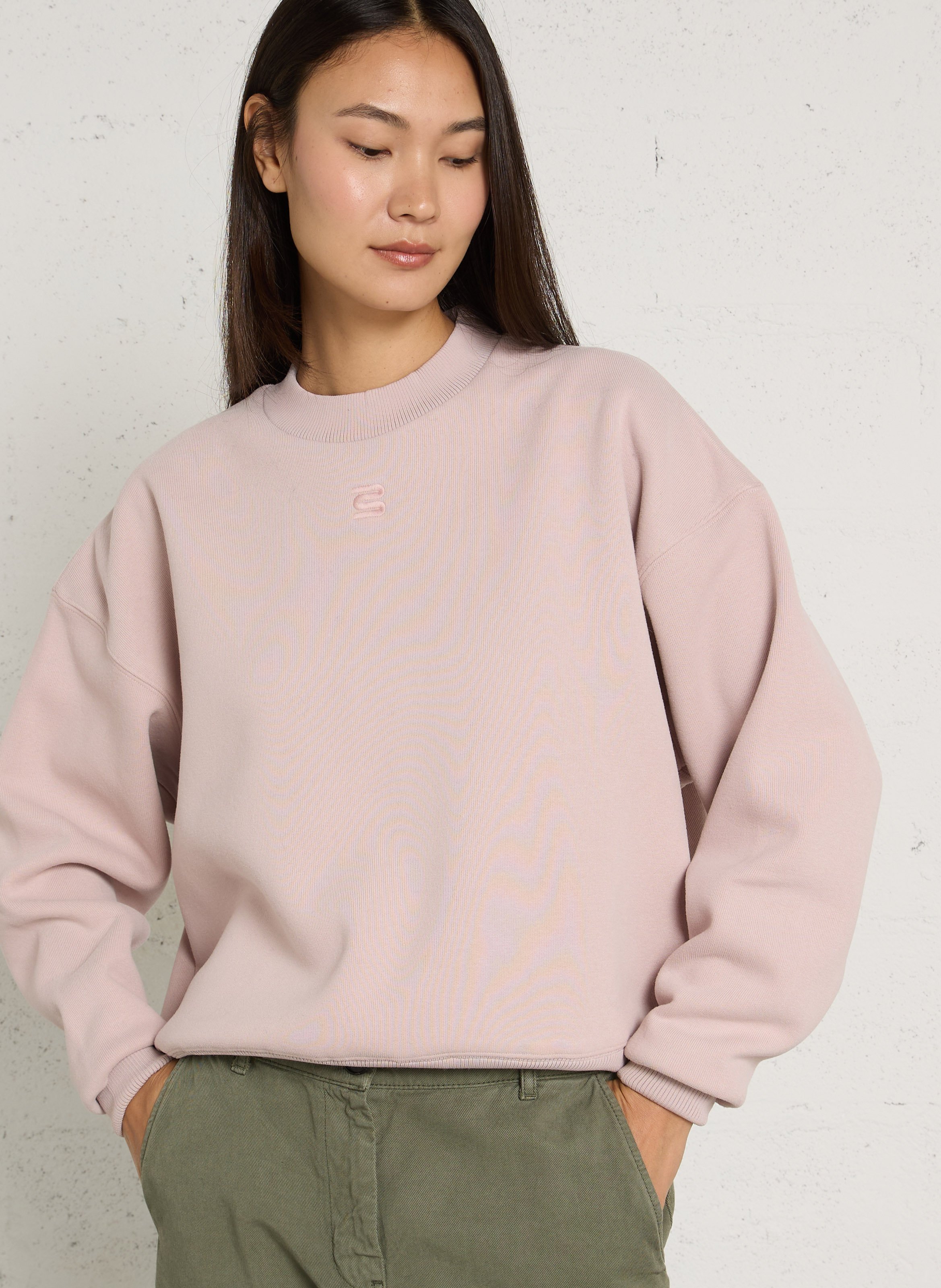 Loose-fit round-neck cotton blend sweater BELLEROSE Pink
