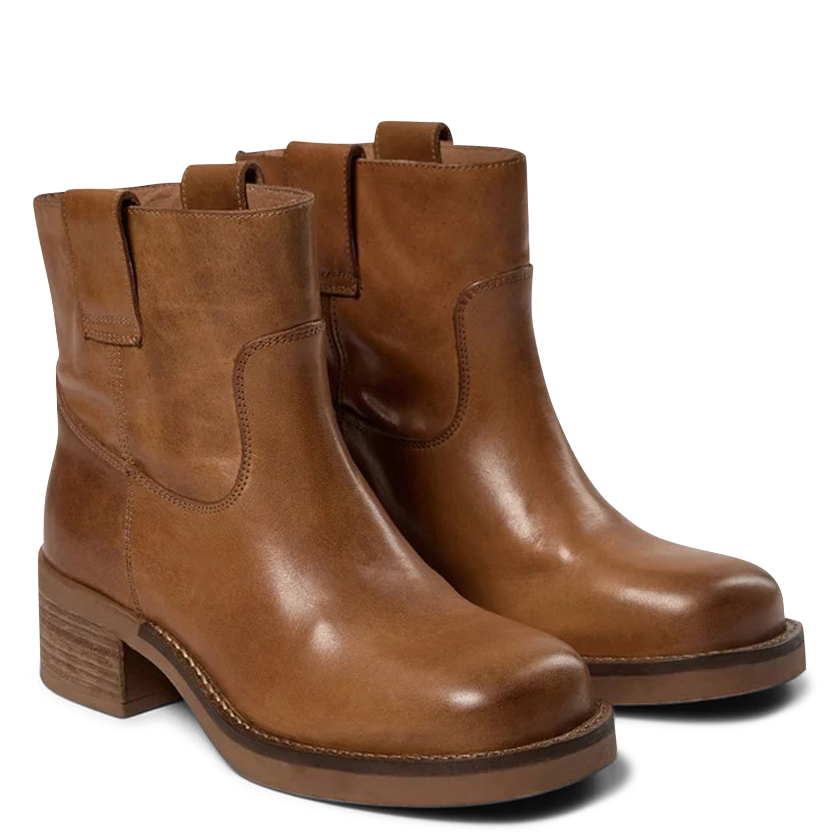 Bottines unies en cuir PAVEMENT Marron