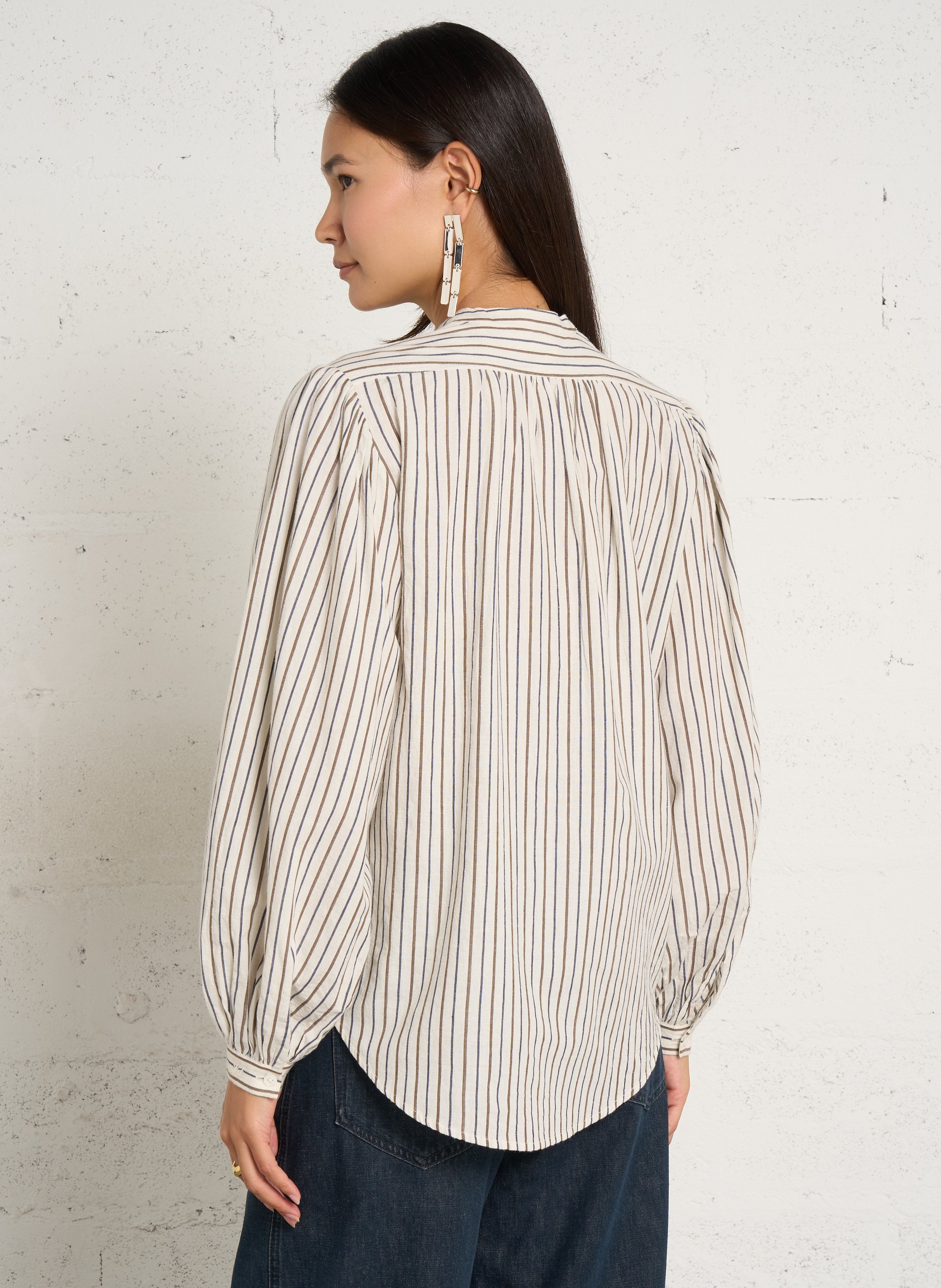 Weite Bluse mit Streifen aus Baumwolle LAURENCE BRAS Weiss