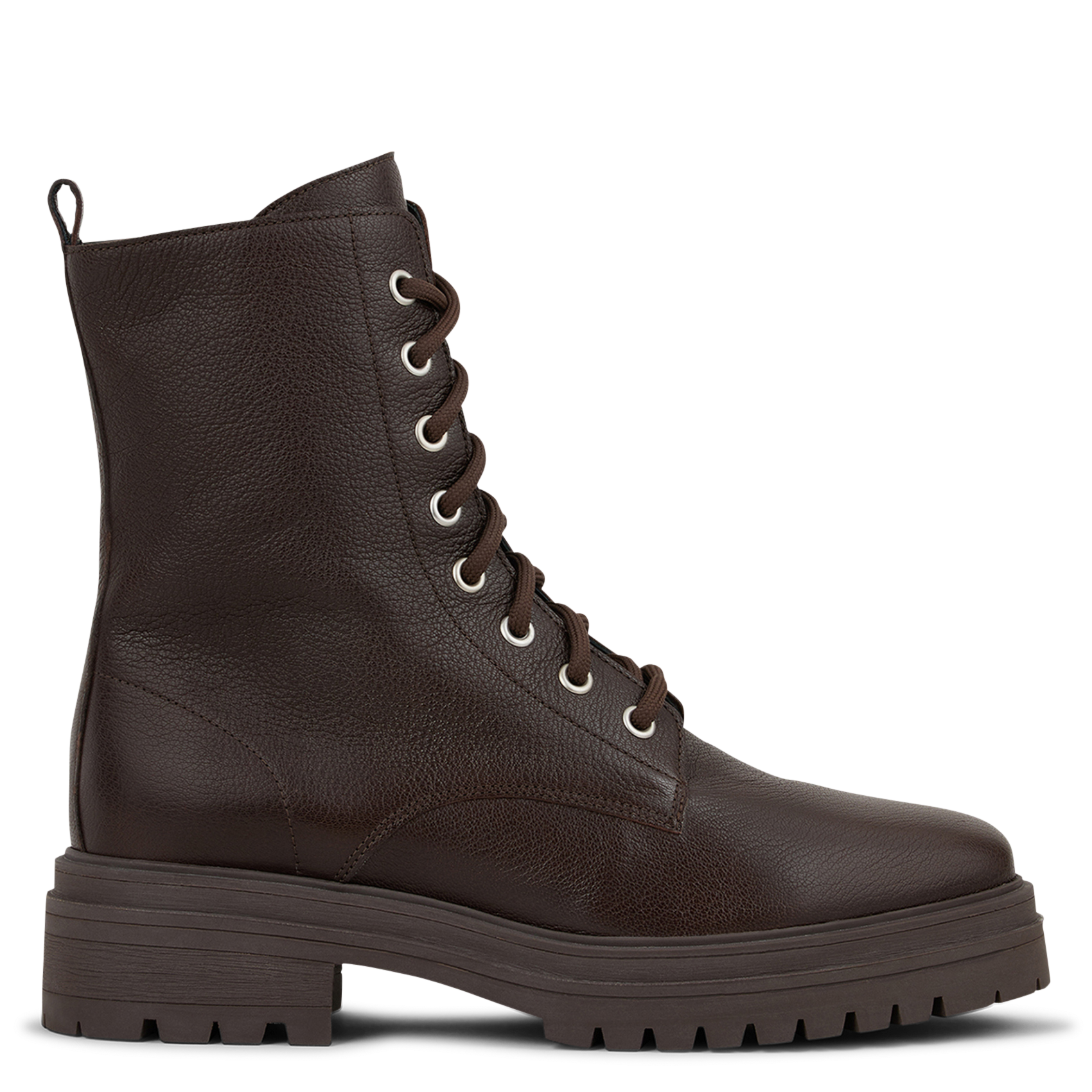Unifarbene Schnürstiefeletten aus Leder BA&SH Braun