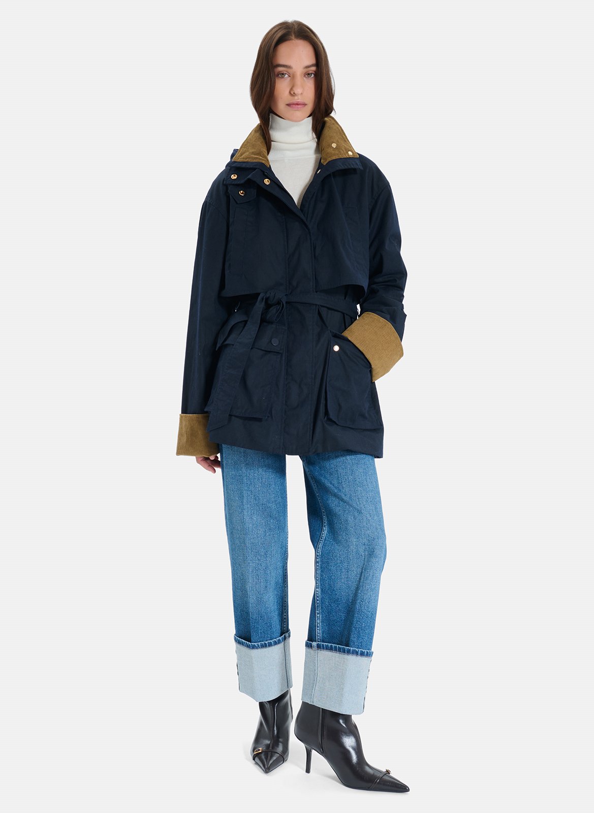 Nauwsluitende, katoenen trenchcoat ZAPA Blauw