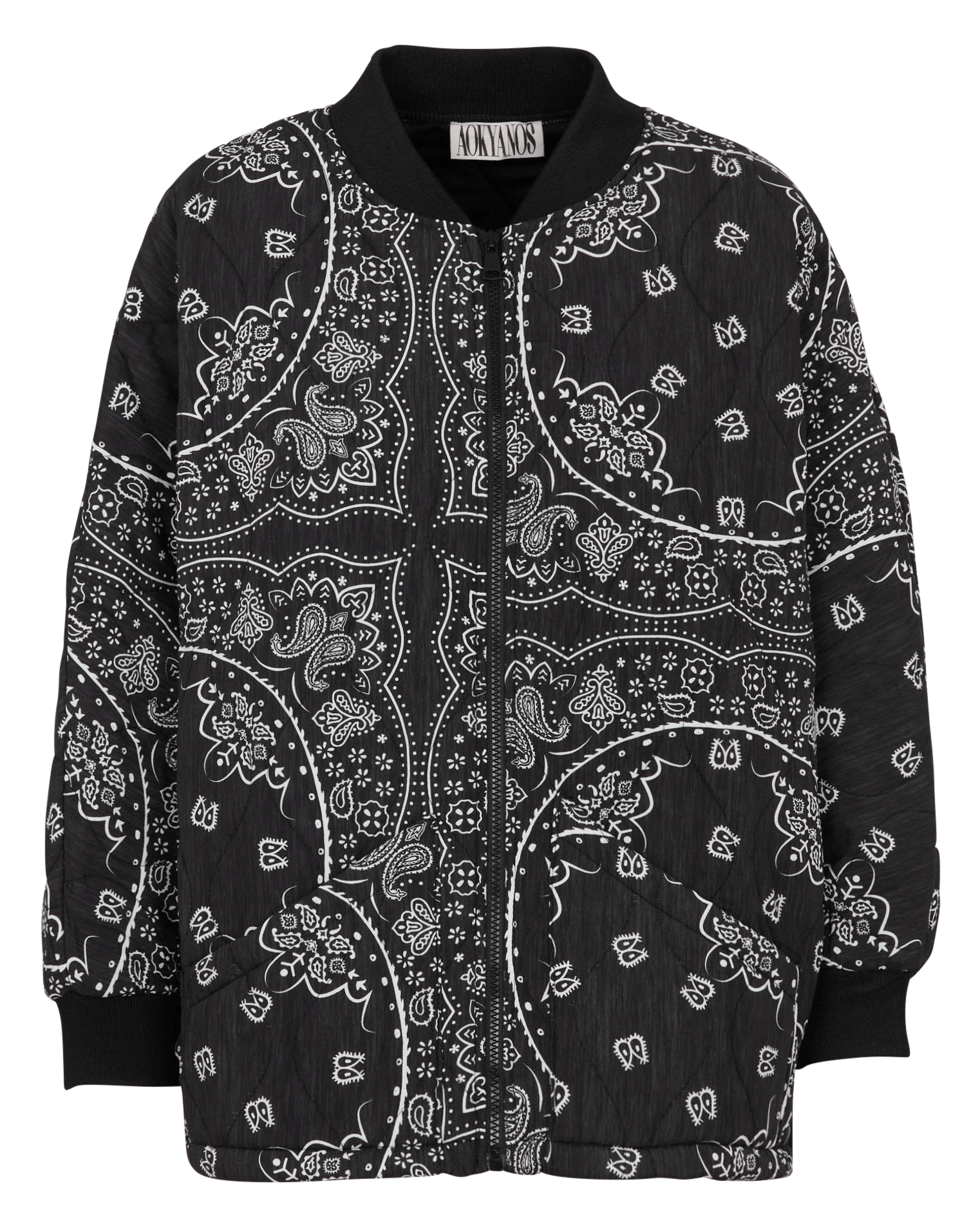 Bomber ample imprimé zippé AOKYANOS Gris