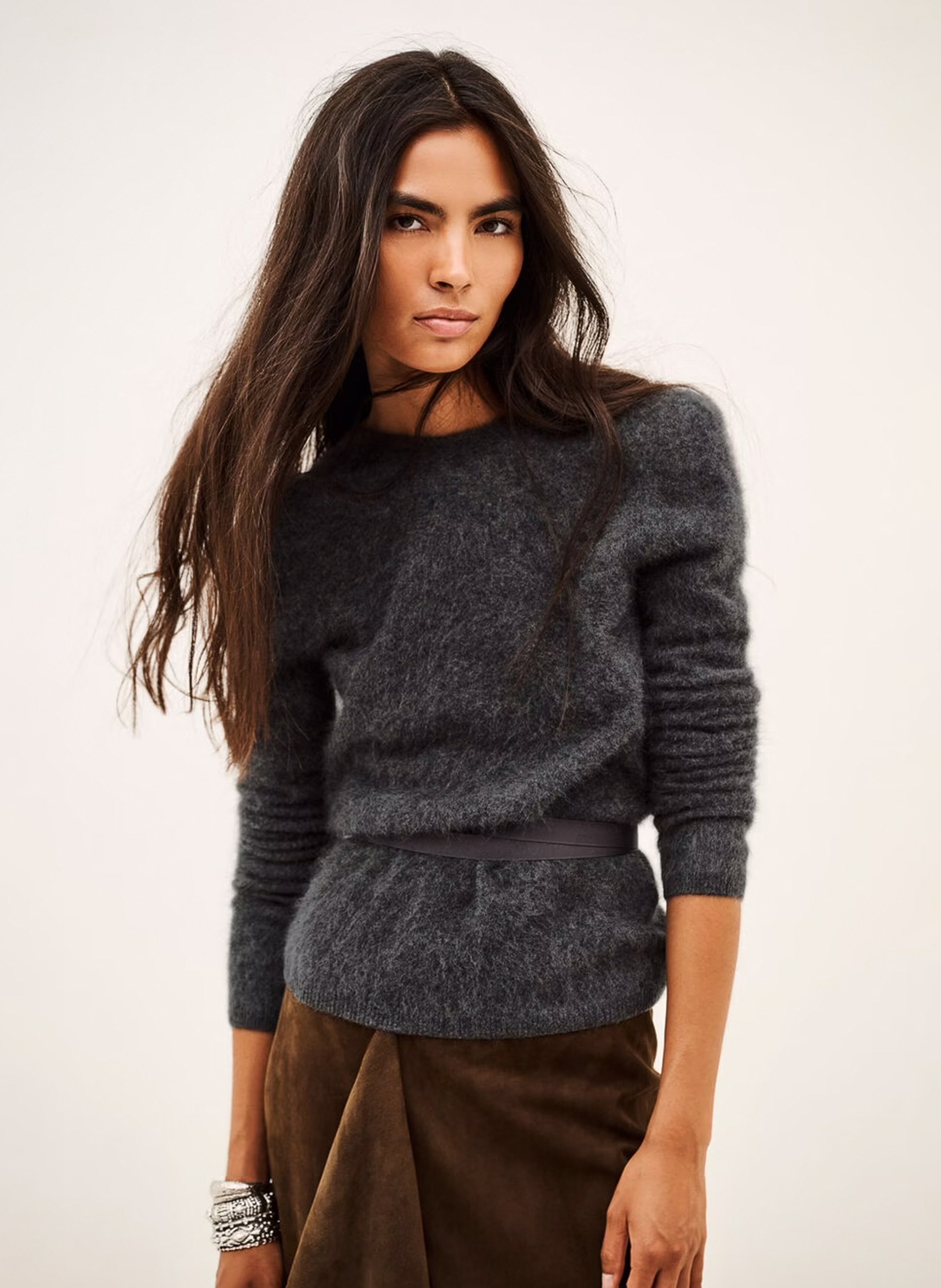 Taillierte Strickjacke aus Leinen BA&SH Grau