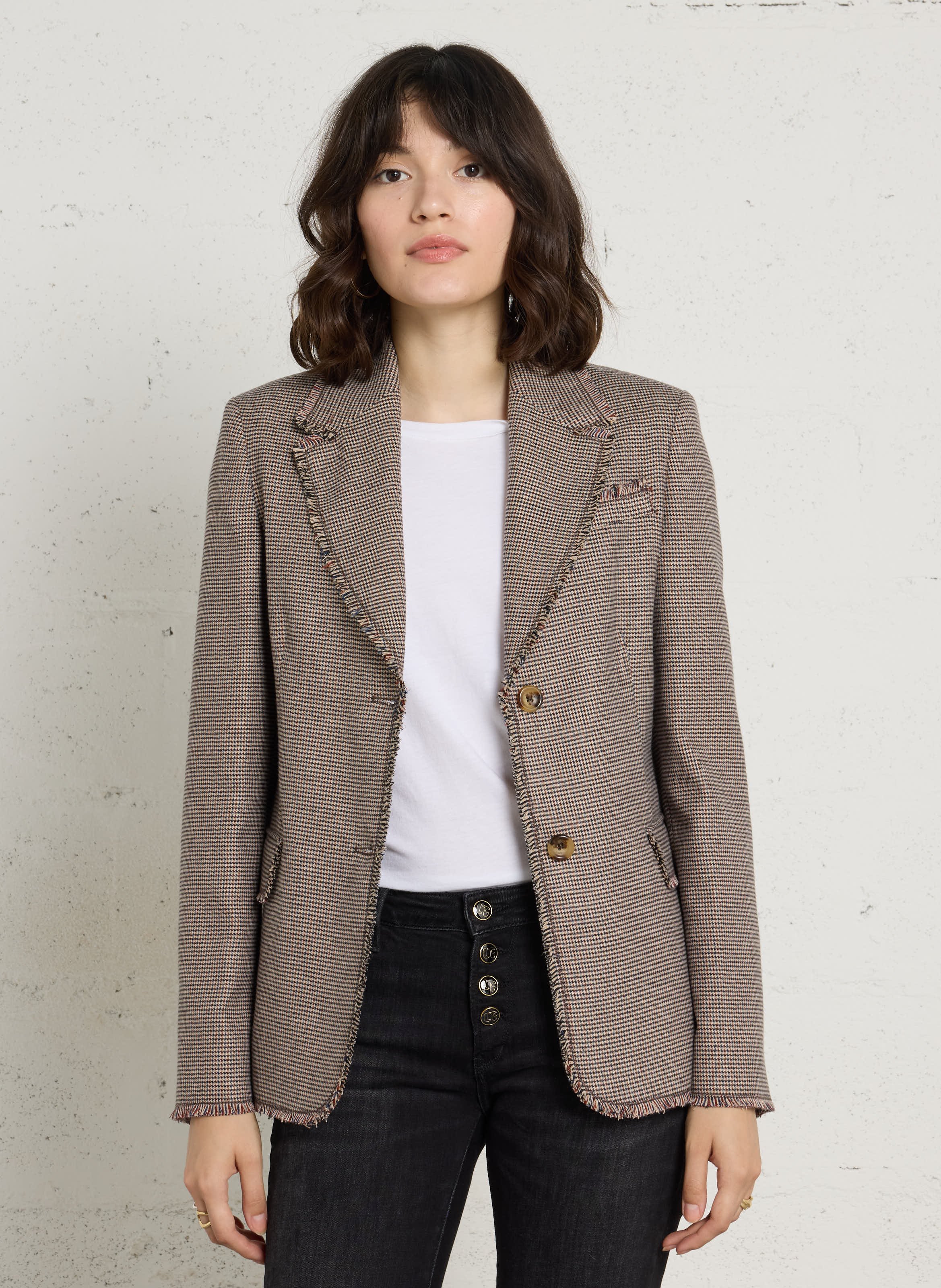 Blazer ajusté à pied-de-poule LIU JO Marron