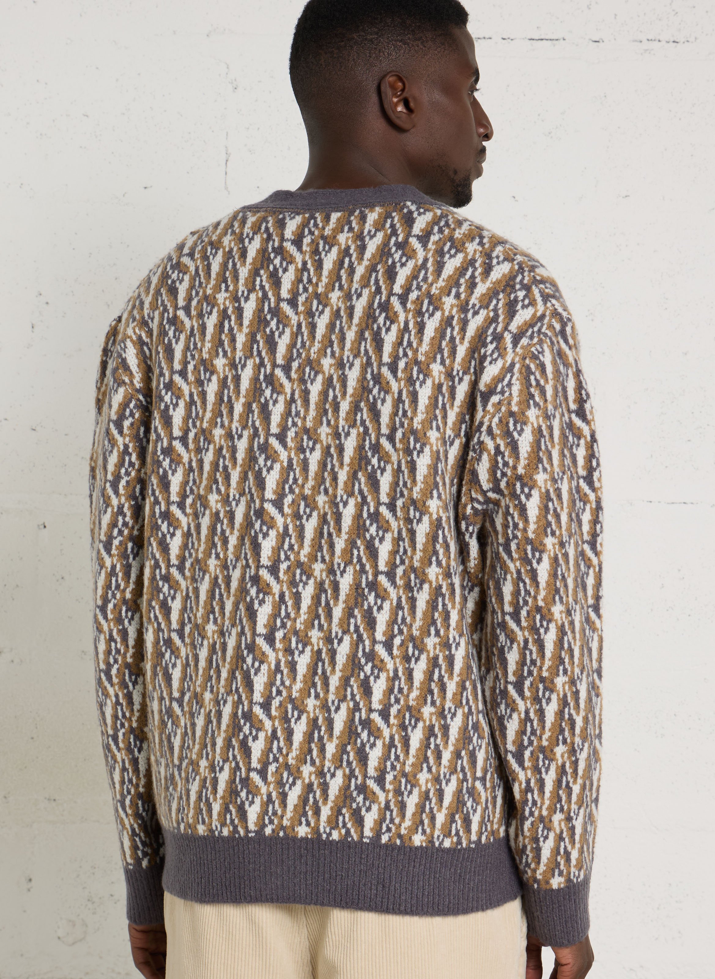 Getailleerde jacquard vest met V-hals SOLID Zilver