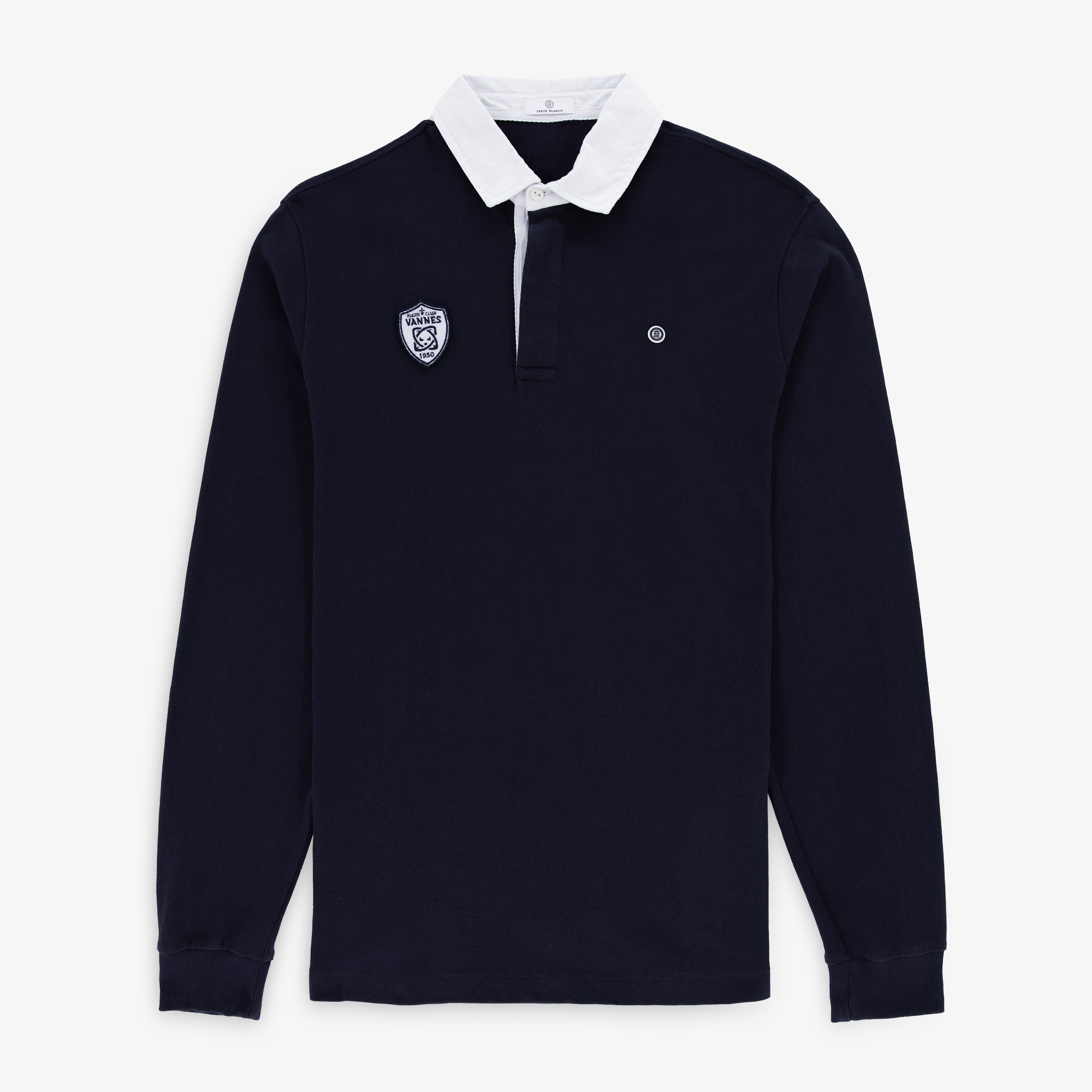 Polo rugby homme manches longues SERGE BLANCO Bleu