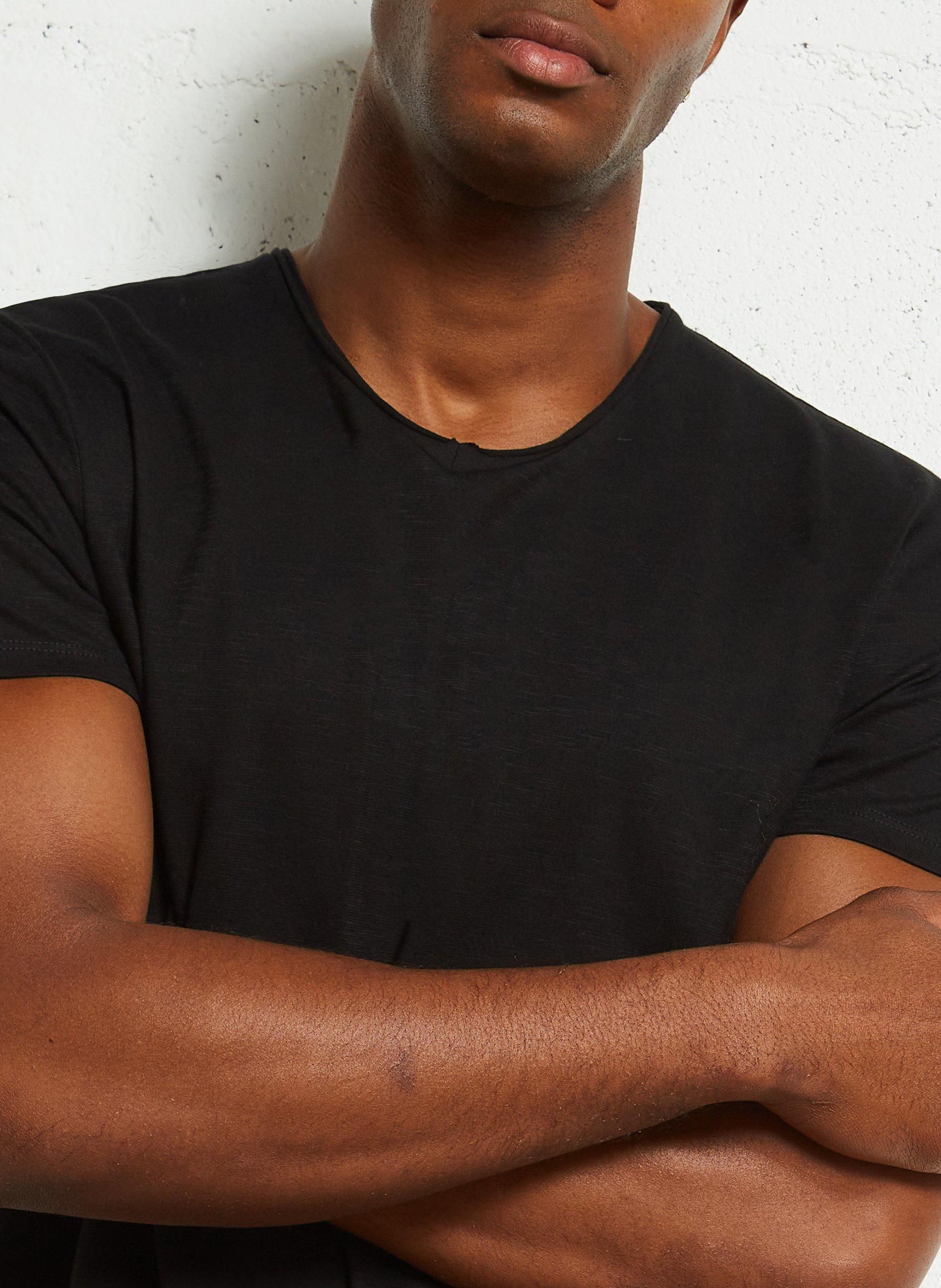 Regular-fit, katoenen T-shirt met V-hals IKKS Zwart