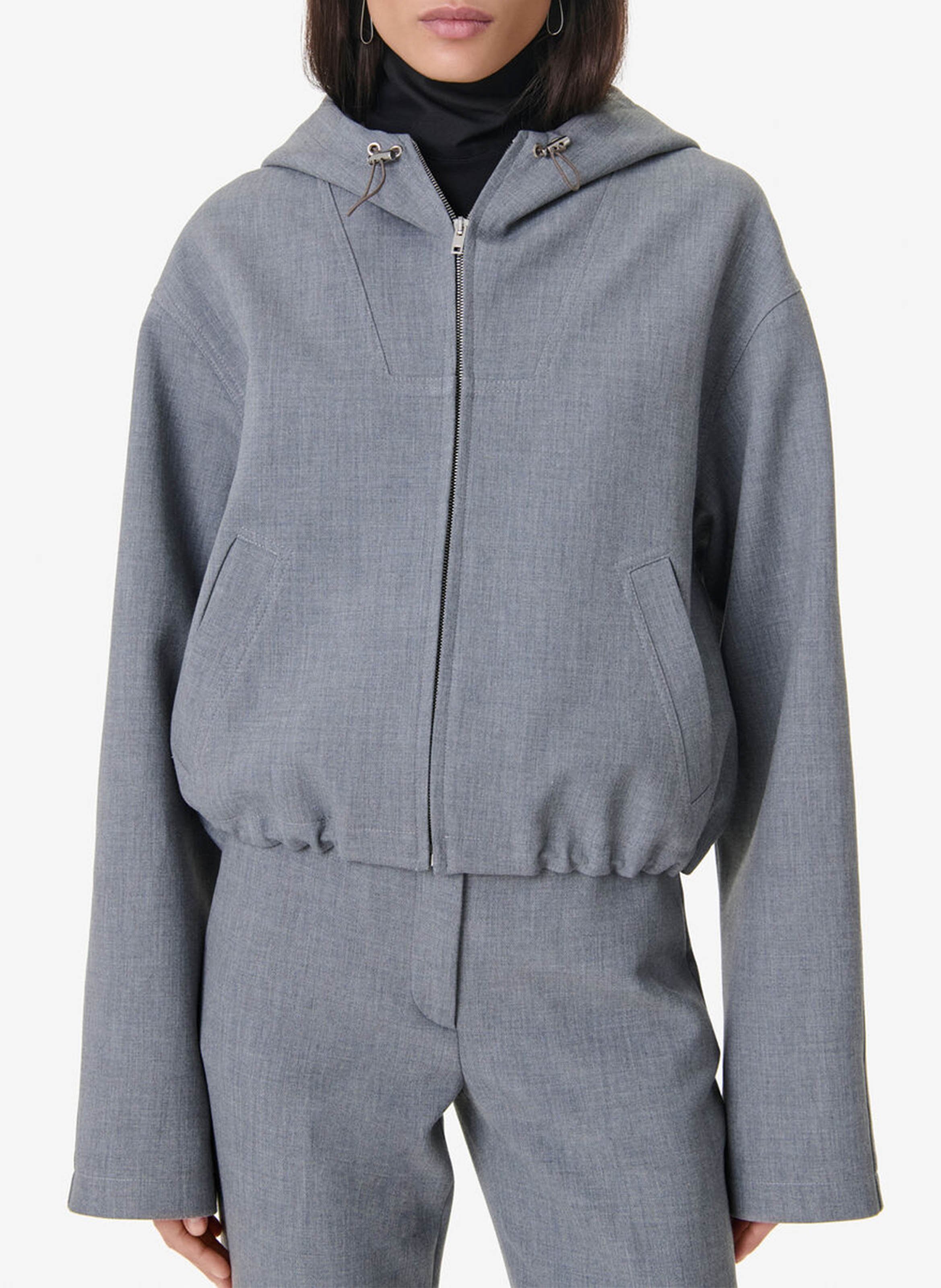 Short straight hooded jacket IRO Grey