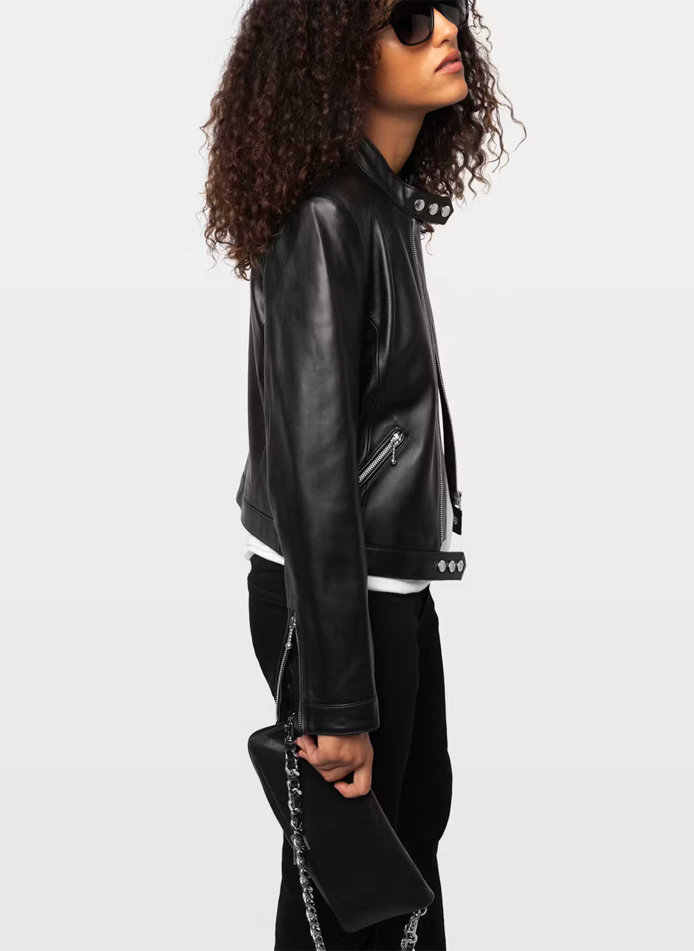 Straight zip-up leather jacket ZADIG&VOLTAIRE Black