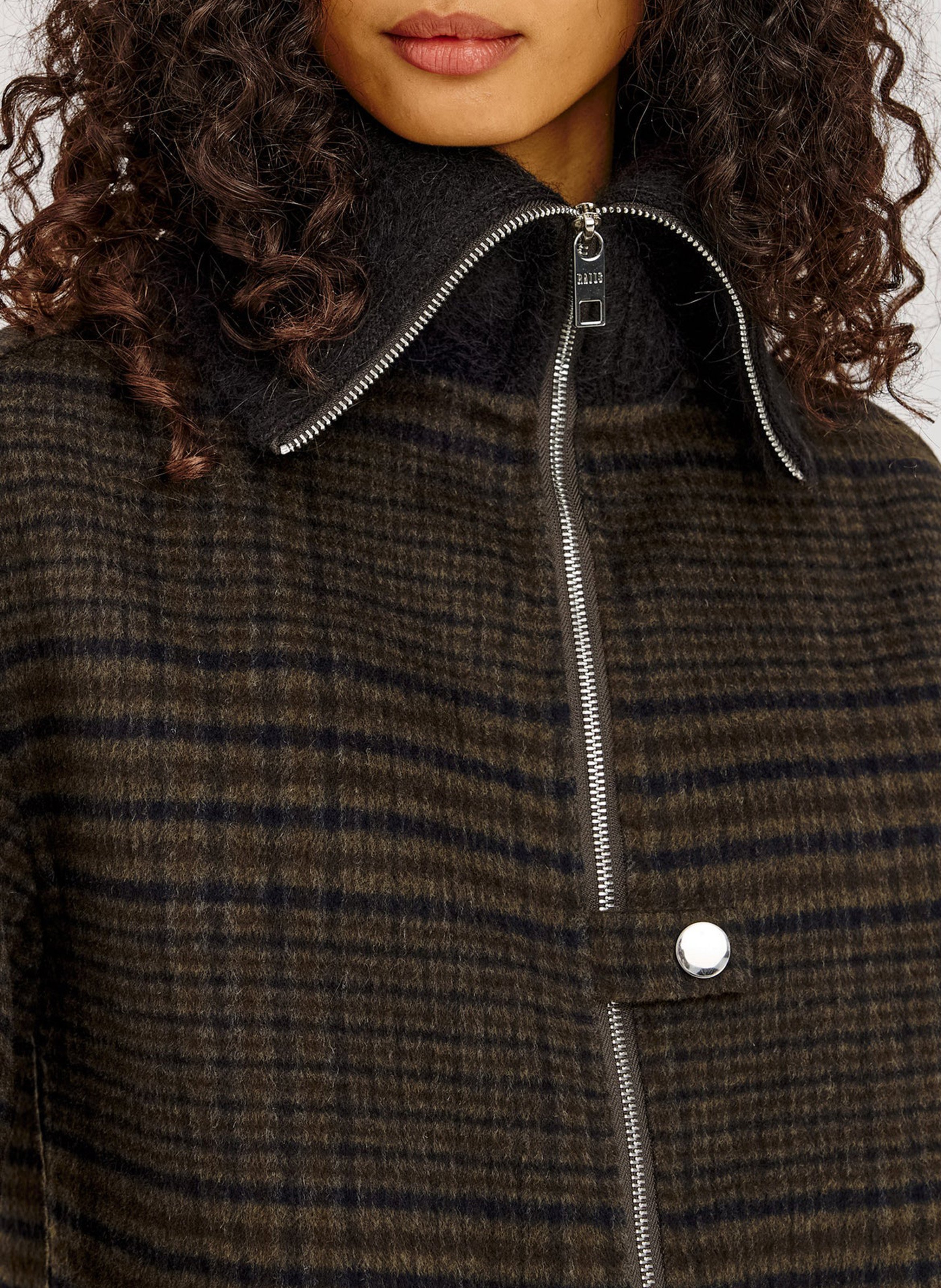 Straight zip-up coat in blended wool RAILS Brown