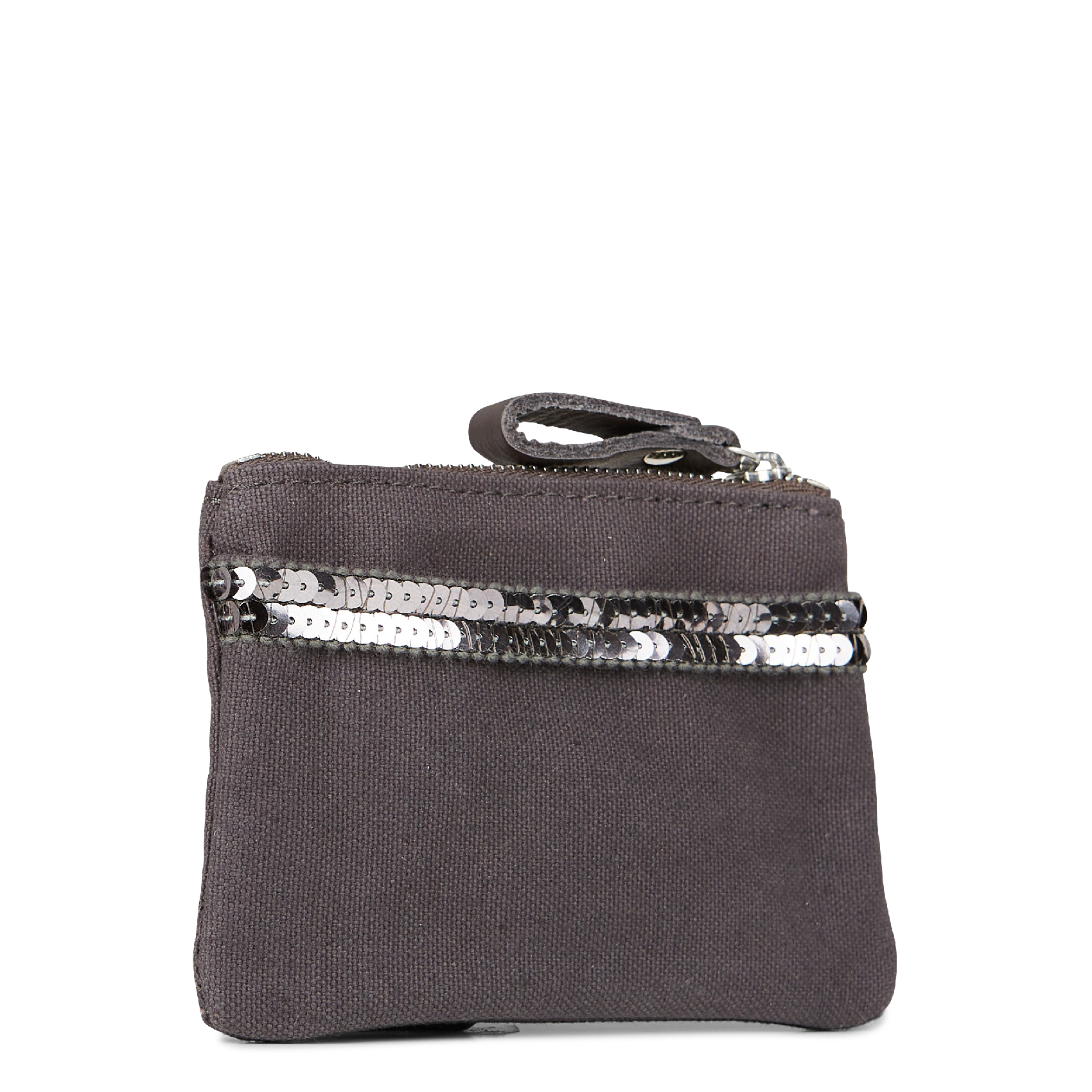 Porte-monnaie à sequins en coton VANESSA BRUNO Gris