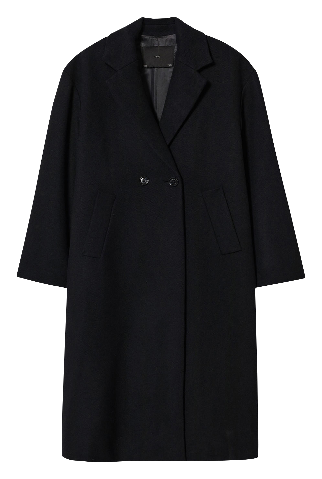 Oversized Woolblend Coat Noir Mango Women Place des Tendances