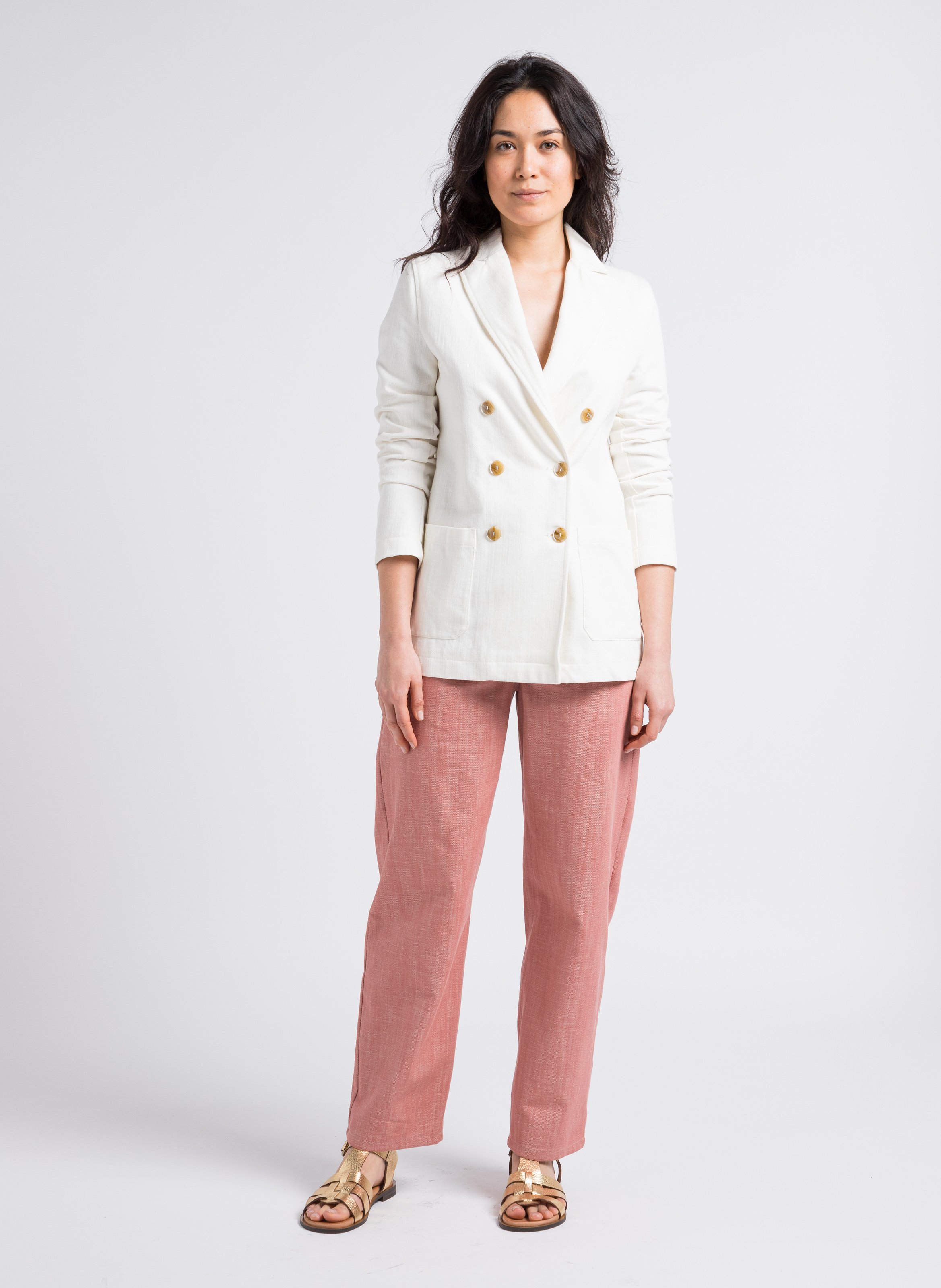 Wijde, katoenen jeans Roze