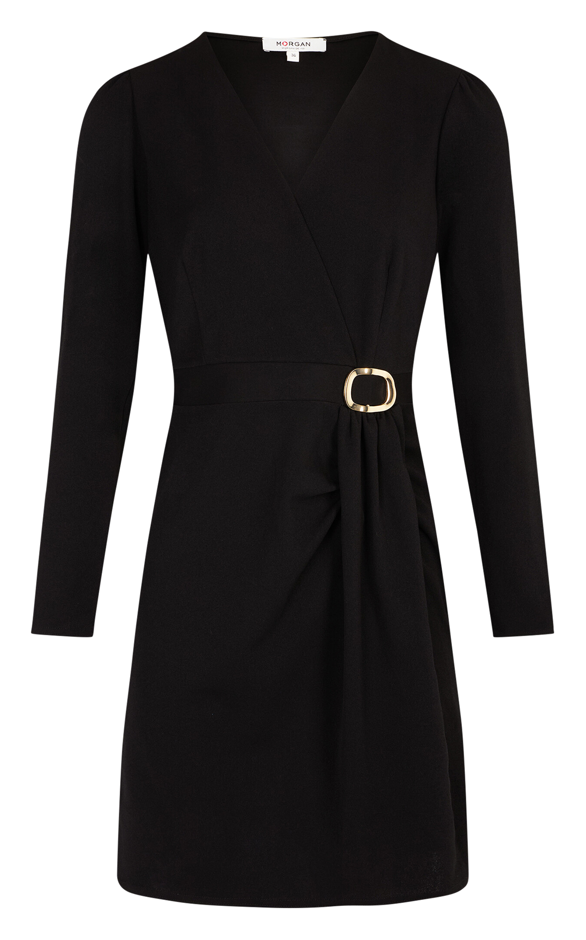 Korte jurk met overslaghals MORGAN Zwart