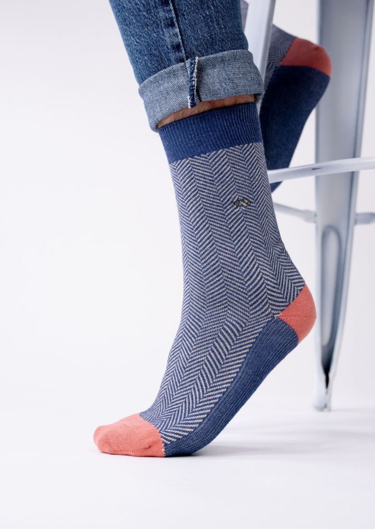 Combed cotton herringbone socks BILLYBELT Blue