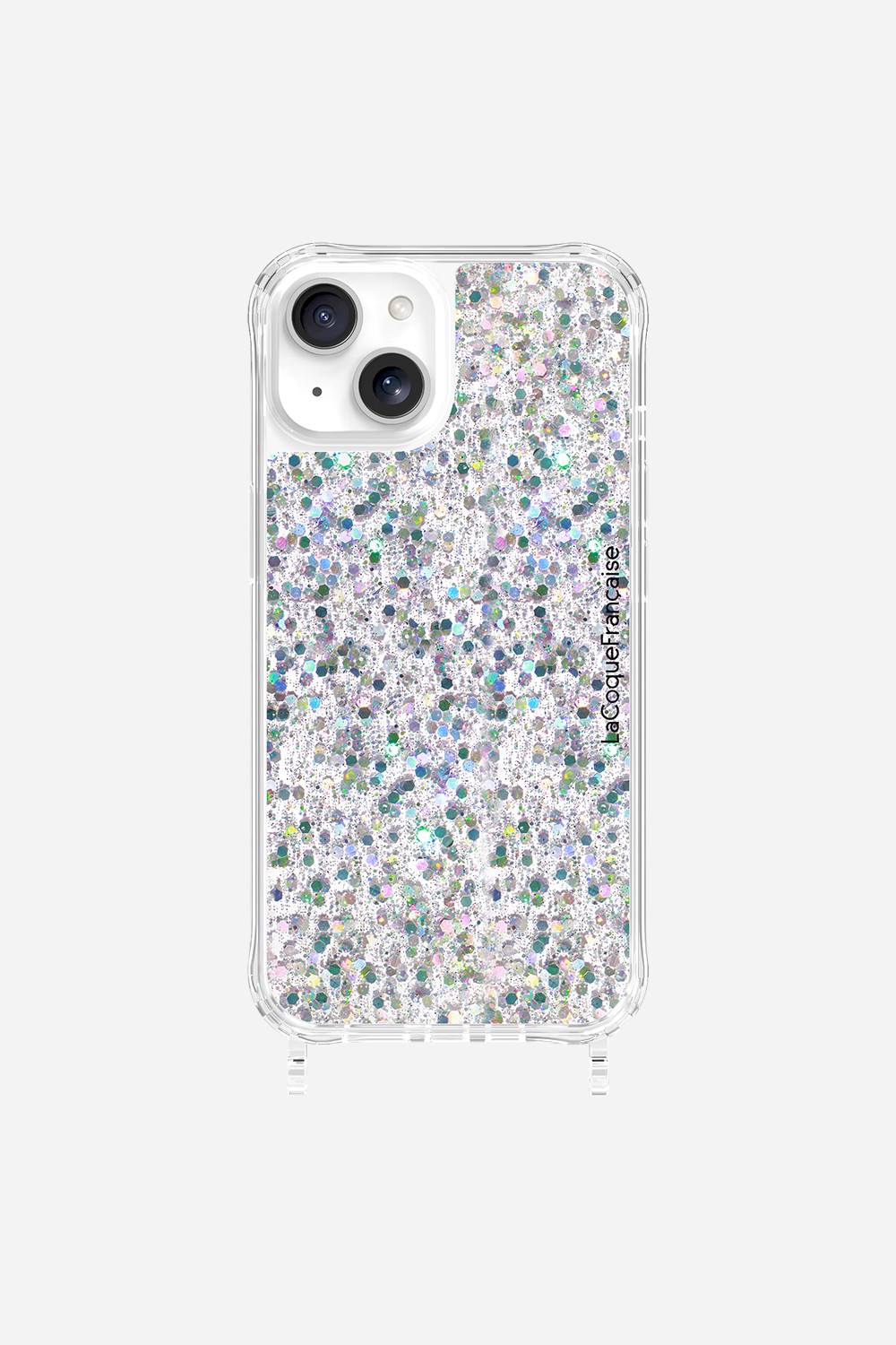 Glitter phone case with rings for iPhone 15 LA COQUE FRANCAISE Silver