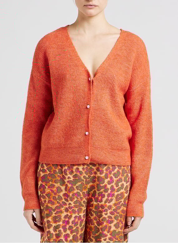 Strick-Mix-Jacke mit v-Ausschnitt Orange Vila Damen Place des