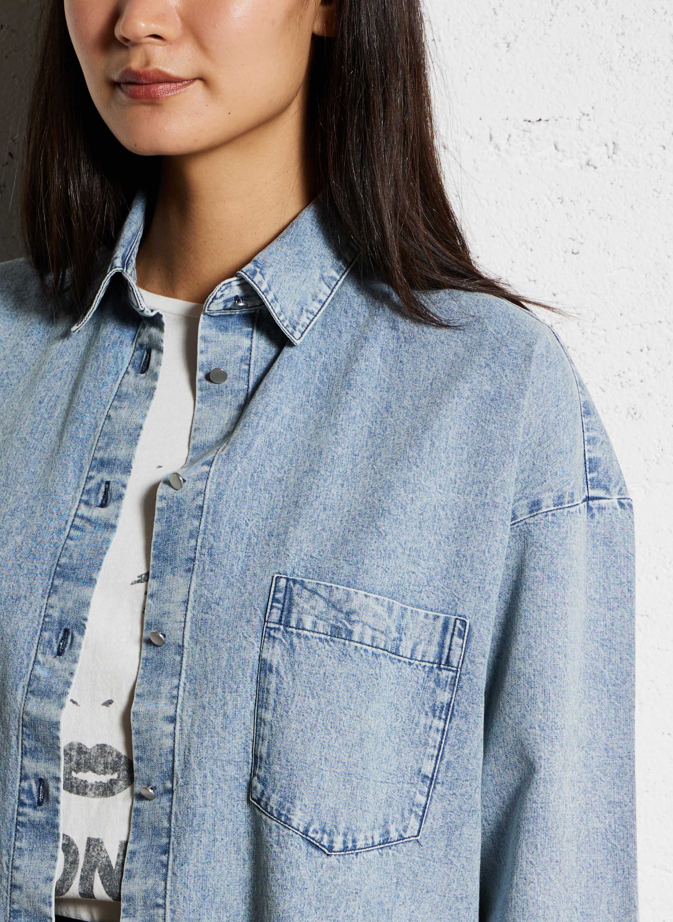 Chemise col classique en denim IKKS Bleu