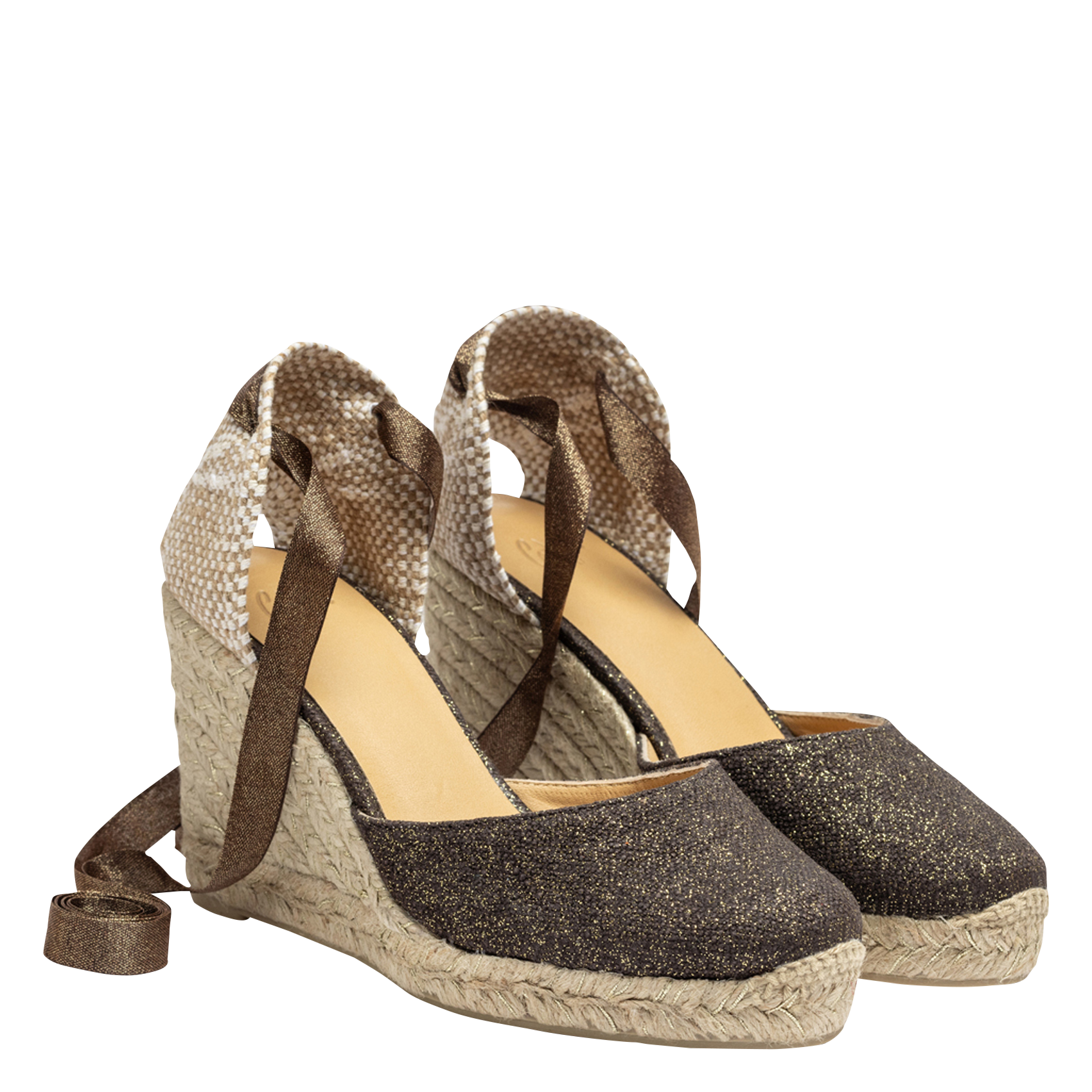 Espadrilles compensées en lin et coton CASTANER Marron