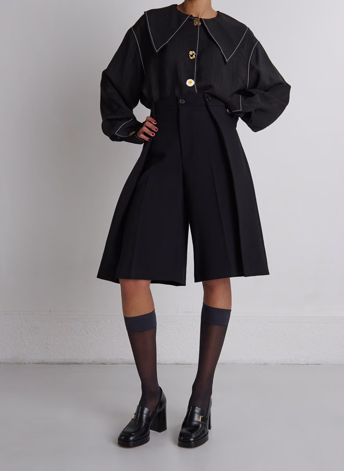 Monogram leather loafers JONAK Black