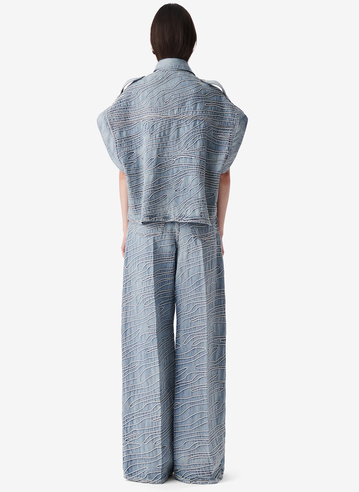 Sleeveless embroidered denim top IRO Blue