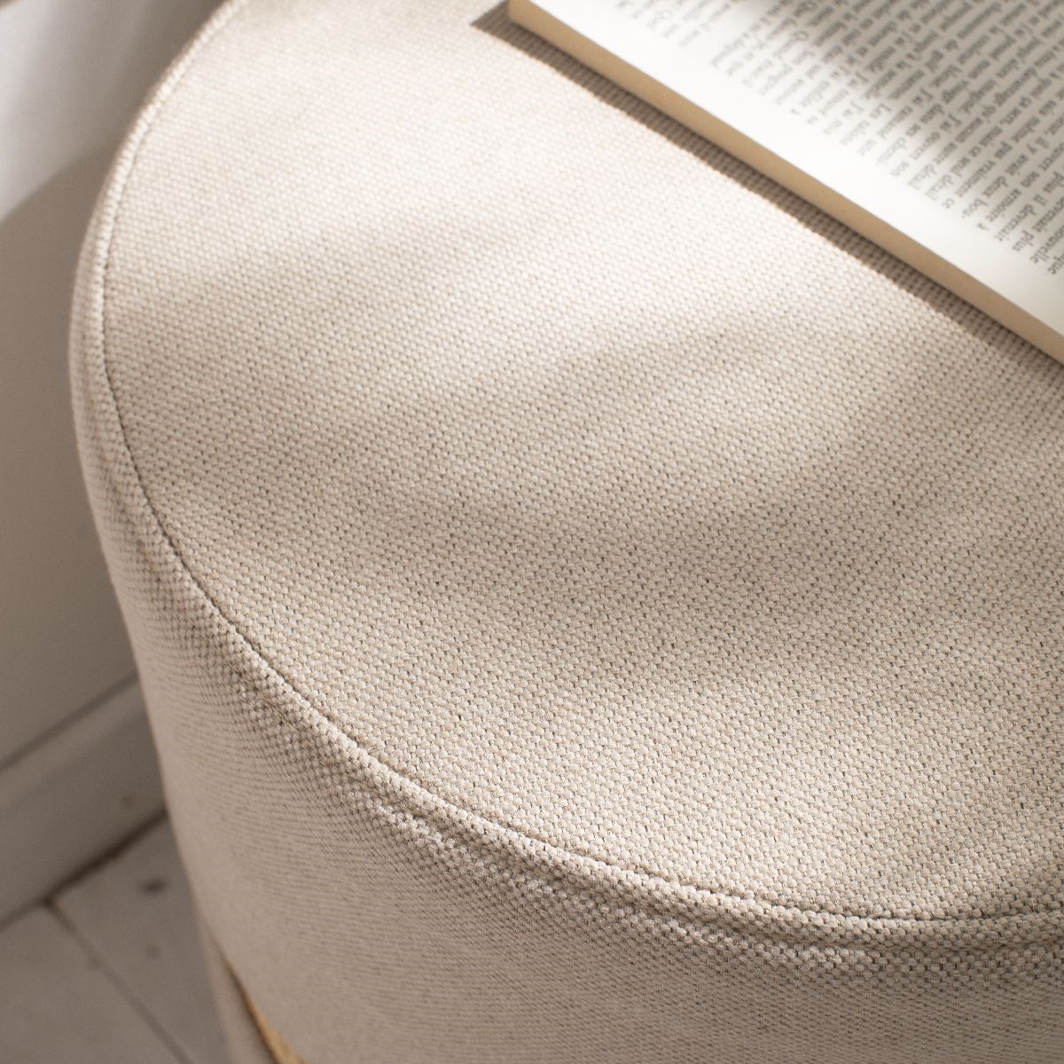 Wooden caned stool FACTORY Beige