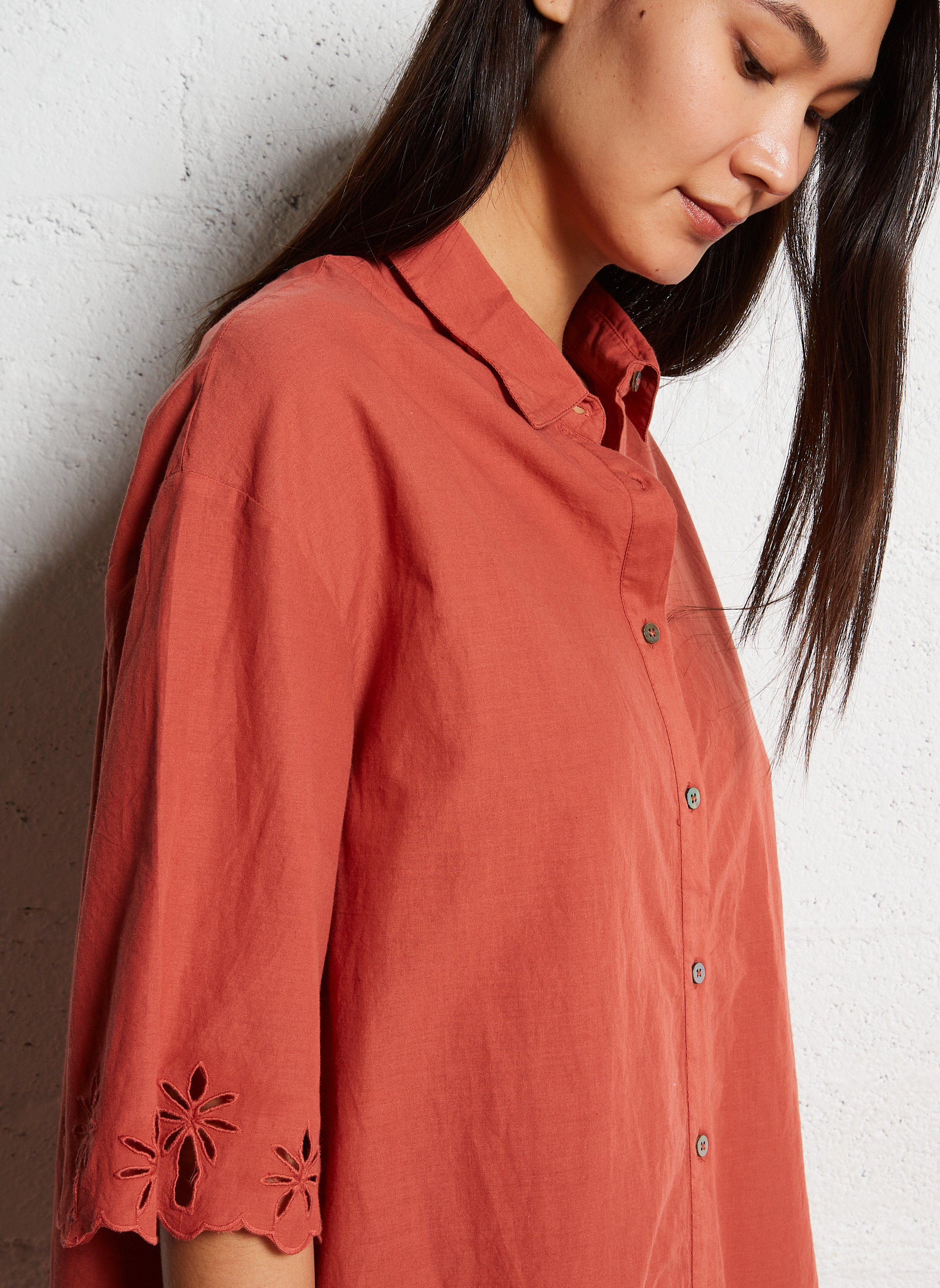 Robe midi droite boutonnée  HARTFORD Rouge