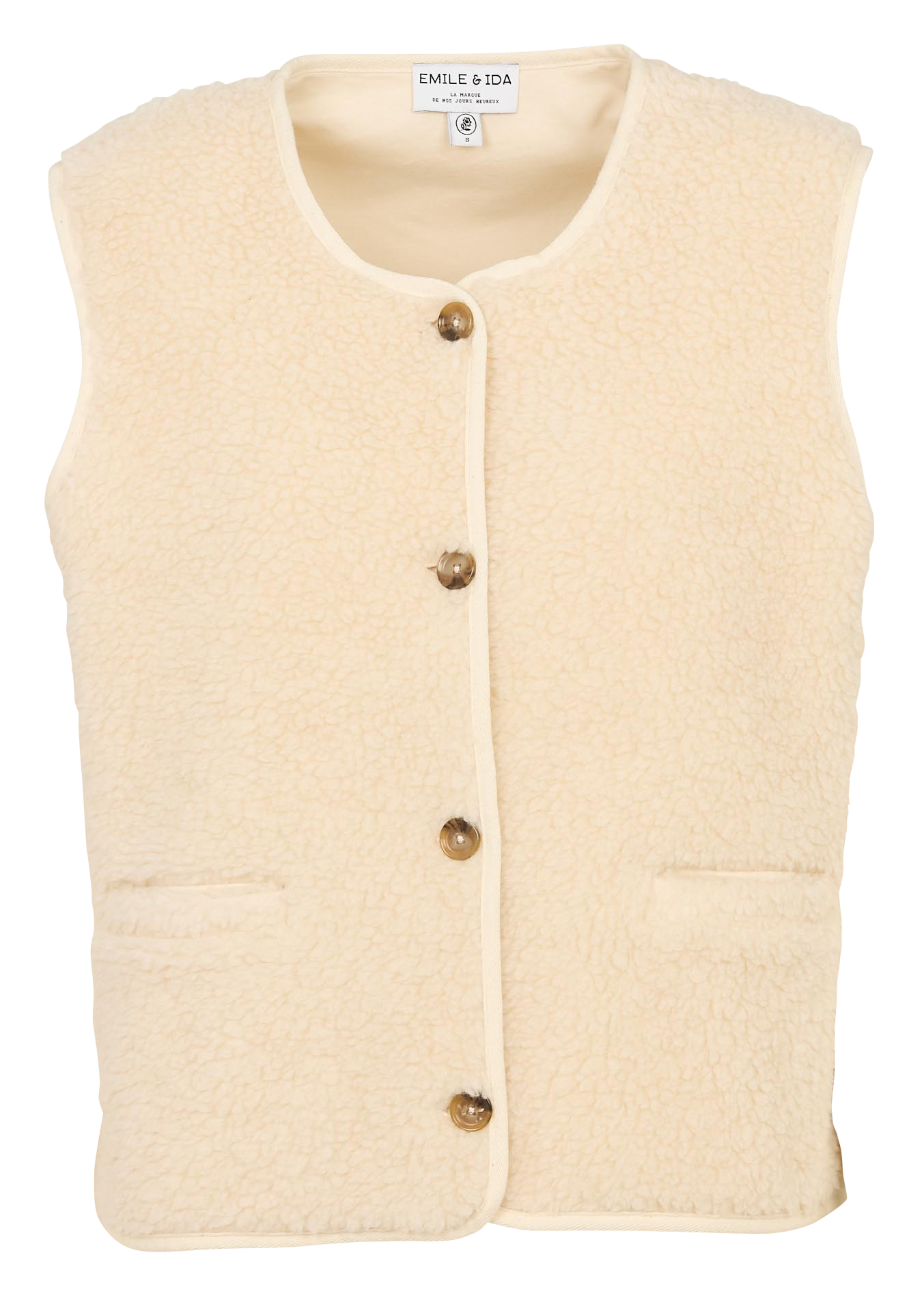Rundhalsausschnitt-Gilet aus Sherpa EMILE ET IDA Beige