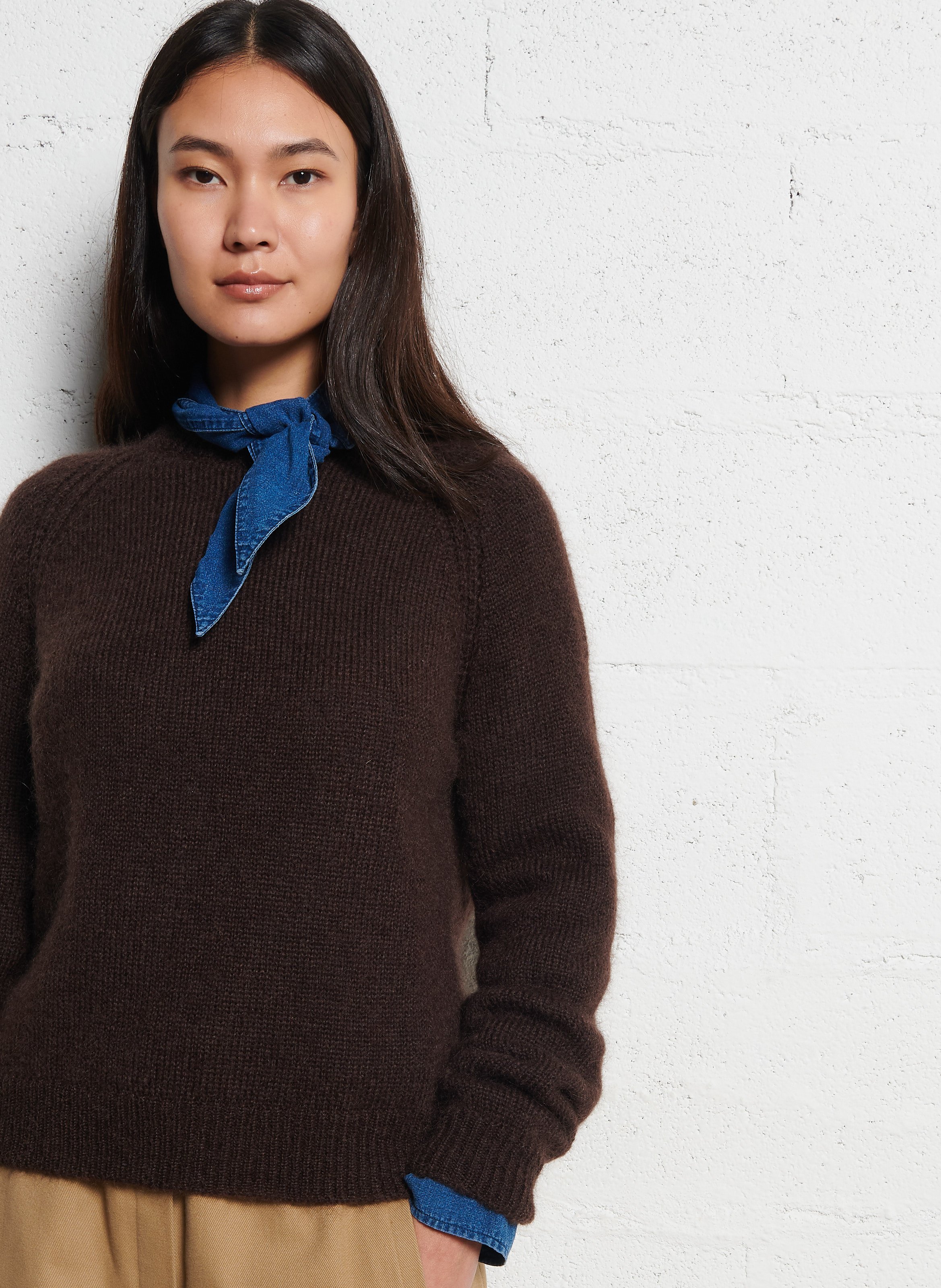 Rechte trui van gemengde mohair SUZIE WINKLE Bruin