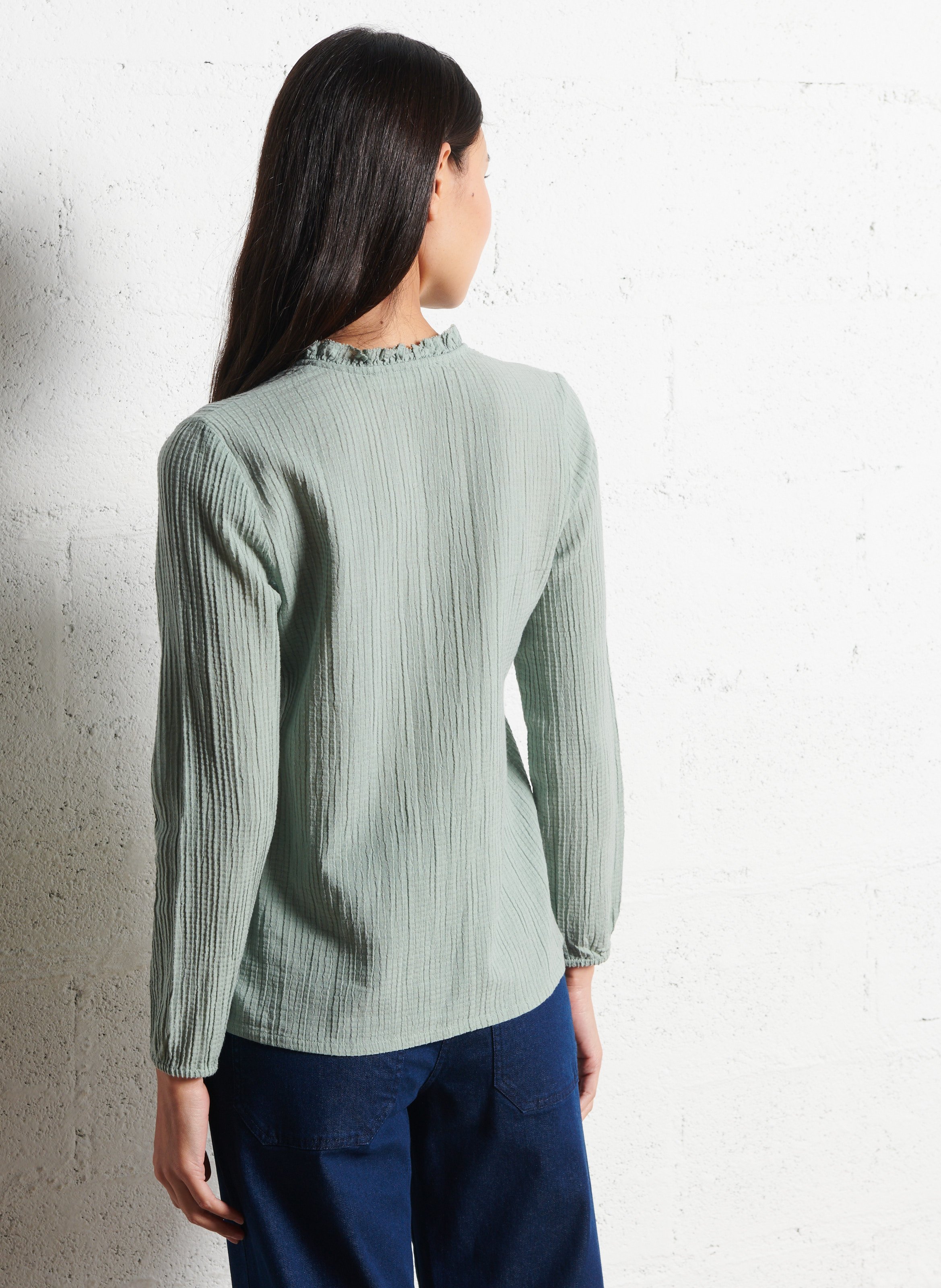 Cotton straight top NICE THINGS Green