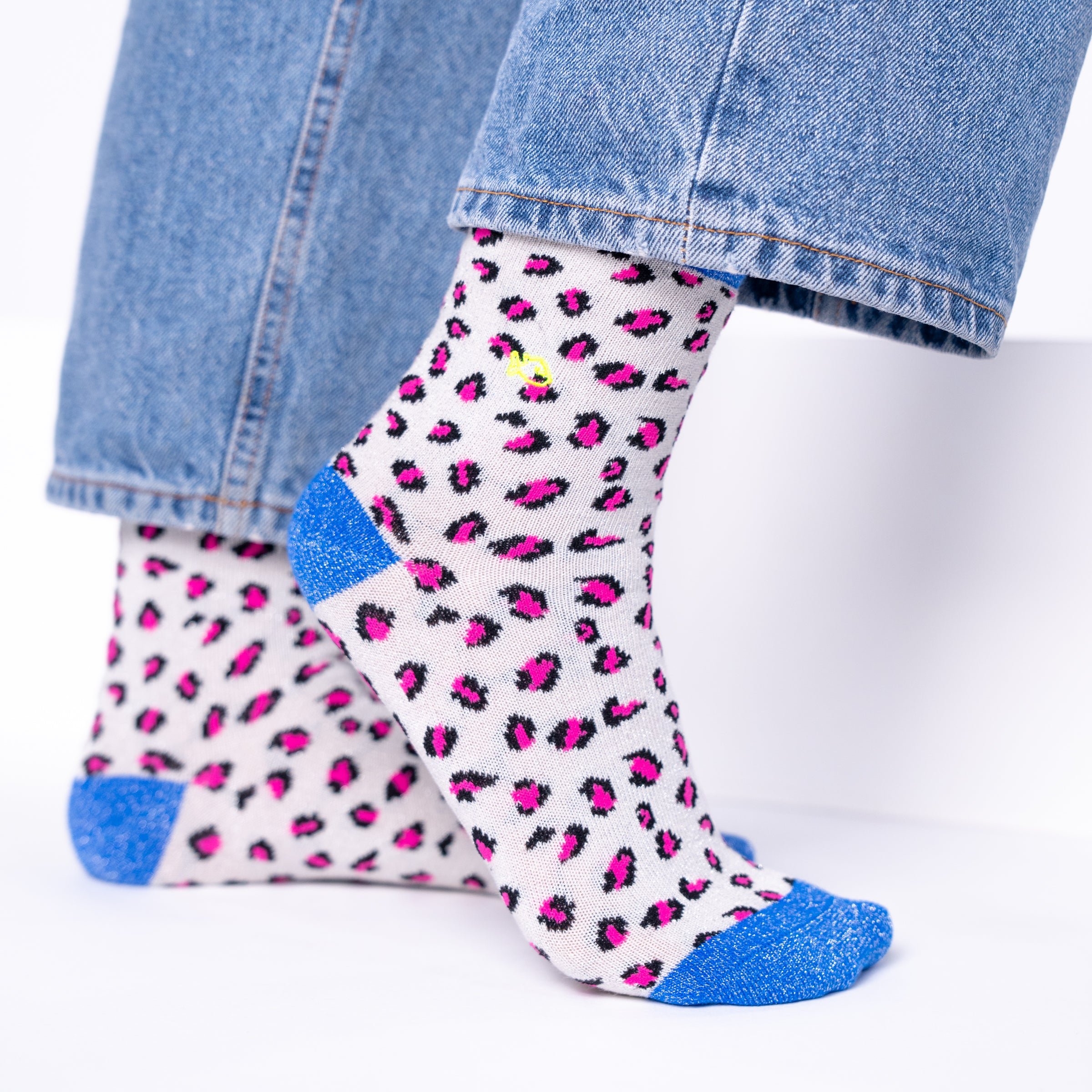 Leopard Combed Cotton Socks BILLYBELT White