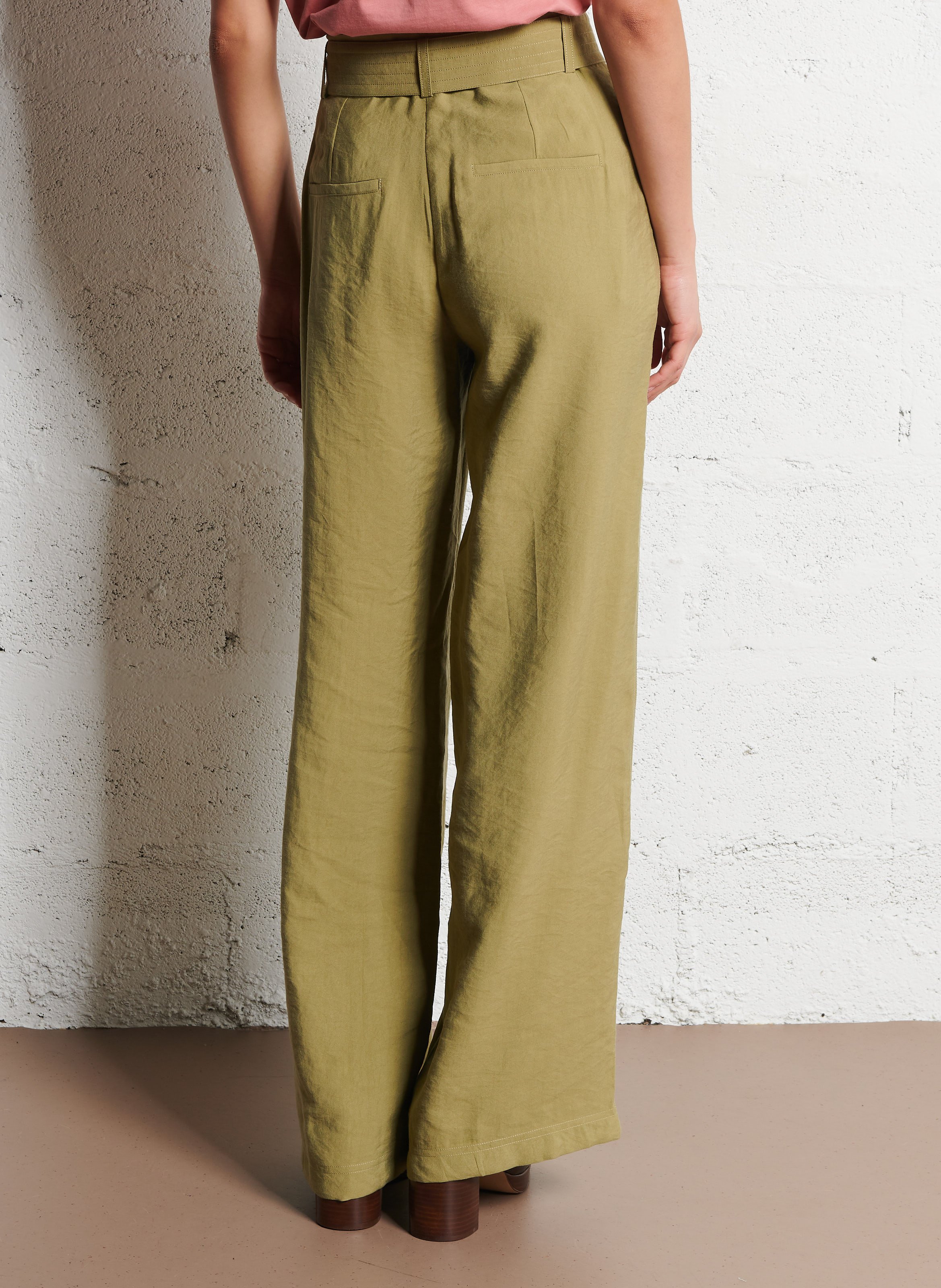 Pantalon fluide taille haute ceinturé  BA&SH Kaki