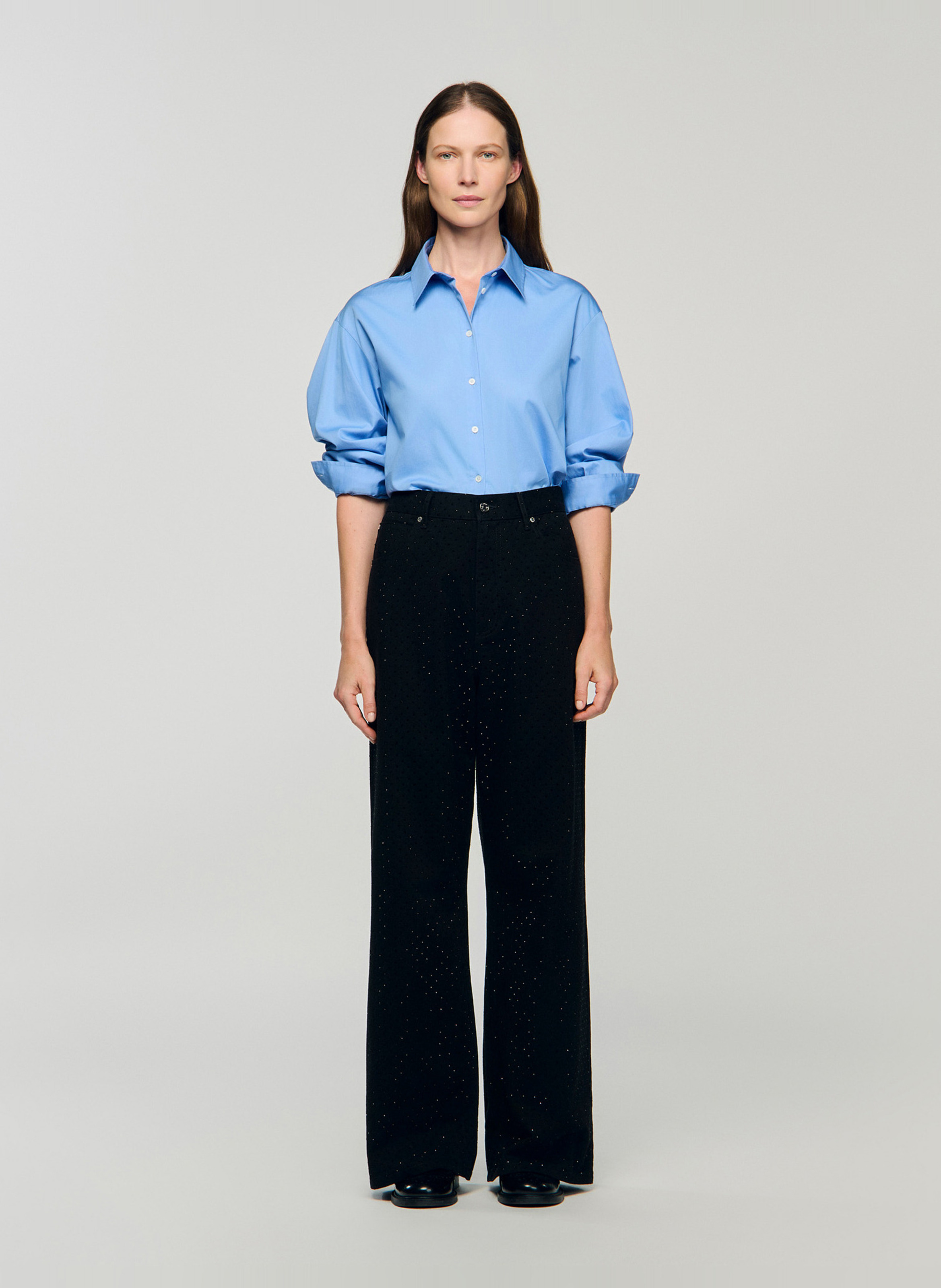 Wide cotton trousers  SANDRO Black