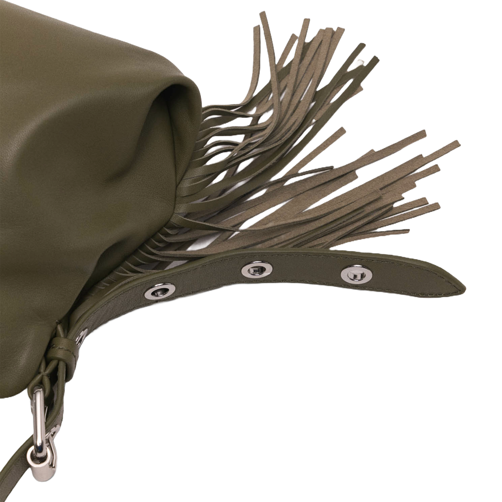 Gladde, leren schoudertas MAJE Kaki