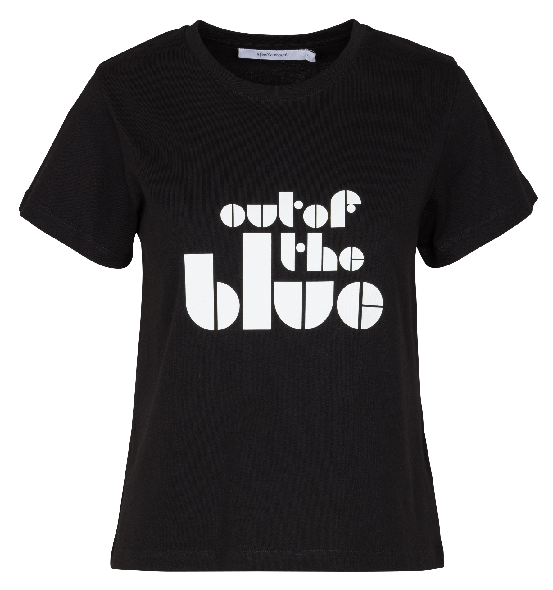 Recht T-shirt van biokatoen met ronde hals en zeefdruk LA FEE MARABOUTEE Zwart