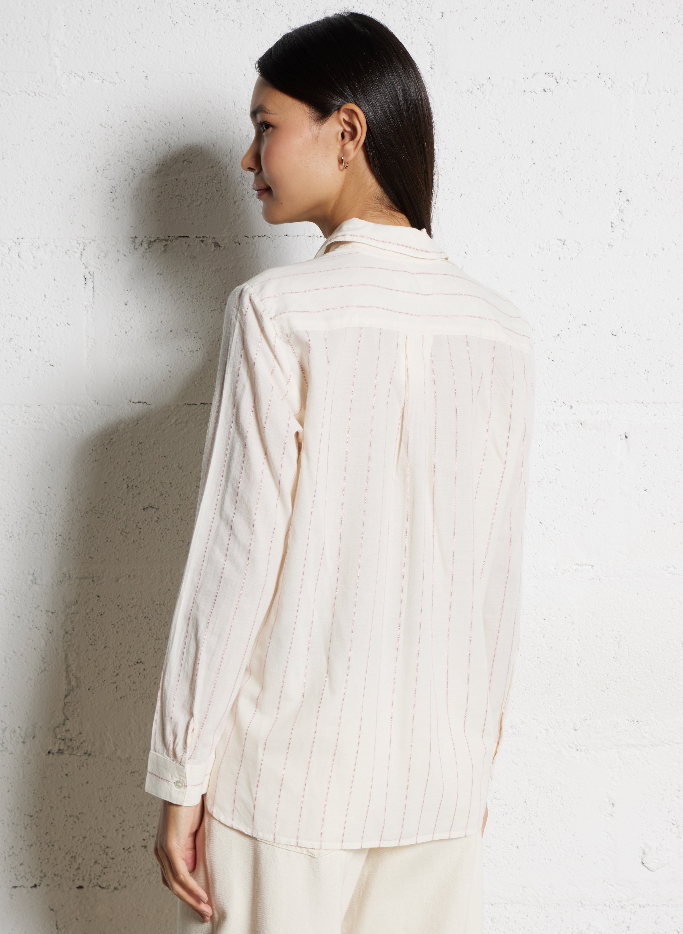 Straight shirt in striped blended cotton DES PETITS HAUTS Beige
