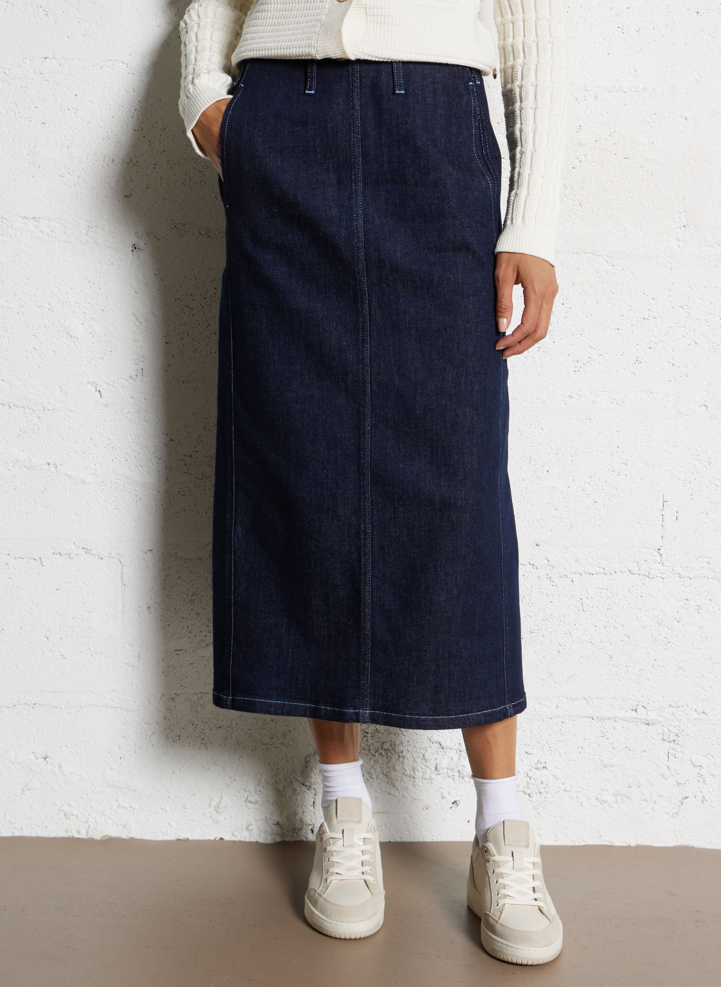 Halflange rok | biokatoenblend FABIENNE CHAPOT Blauw