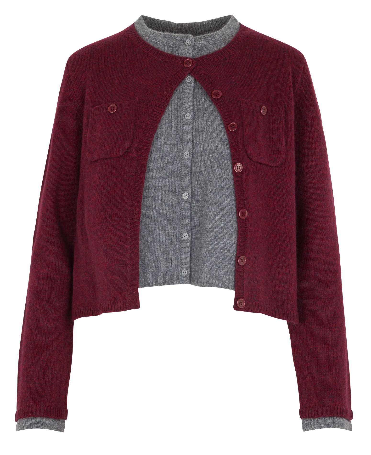 Rundhalsausschnittweste aus Wolle und Kaschmirgemisch BERENICE Pflaume