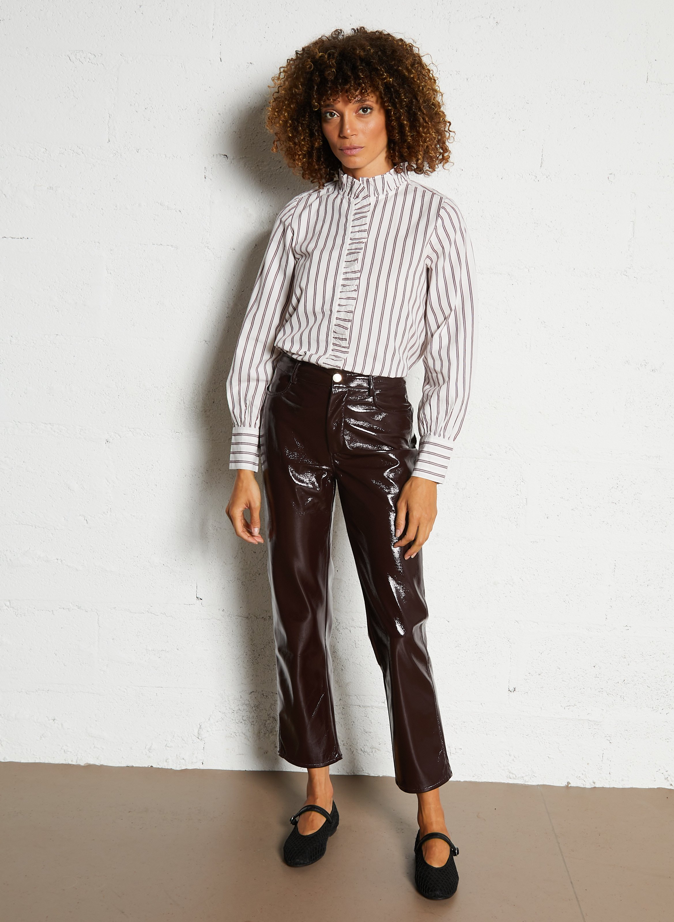 Straight cotton shirt with Lavallière collar PETITE MENDIGOTE Red